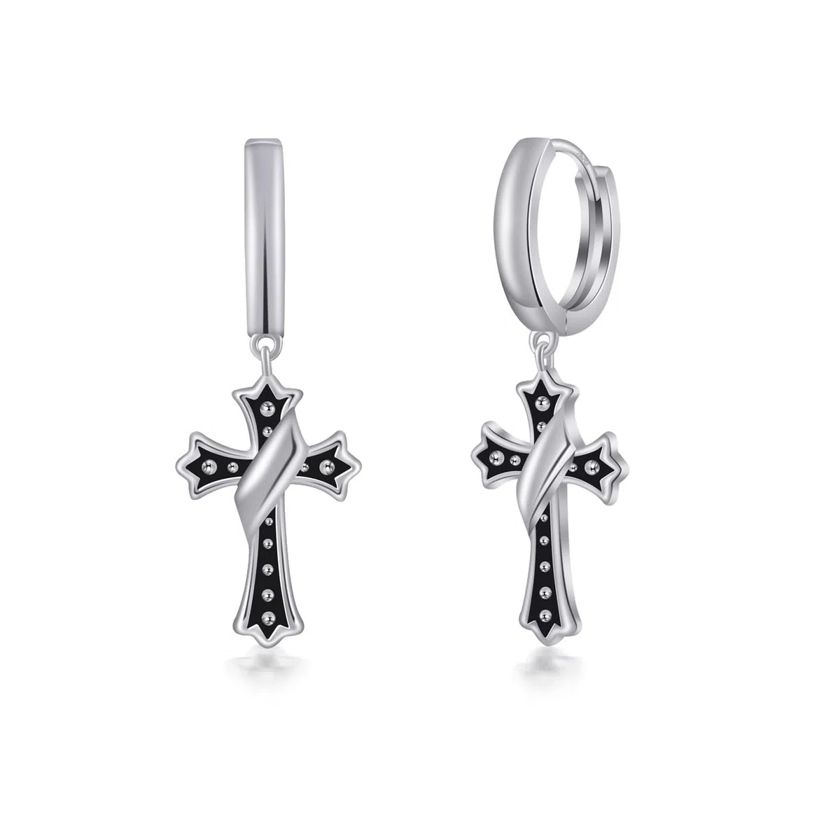 Orecchini Cerchio da Uomo con Neri Con Pendente a Croce Unisex Orecchini Pendenti per Regalo di Compleanno Delicati Gioielli