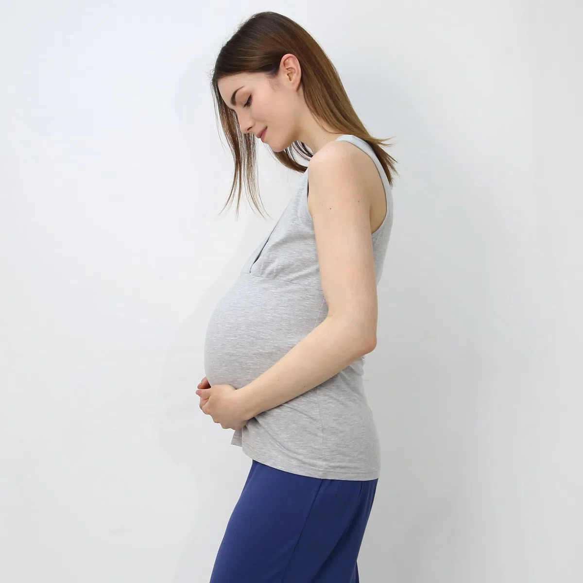 Canotte Premaman in Cotone 2 Pezzi Canottiera da Allattamento Top Senza Maniche maternità