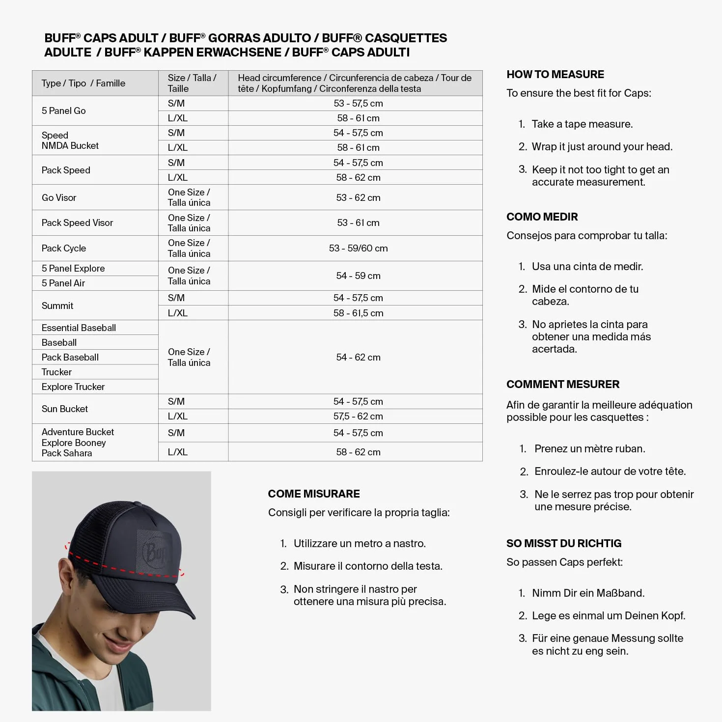 Buff®| Cappello 5 Panel Go Flessibile, UPF50, Regolabile, Resistente, Leggero, Corsa, Materiali riciclati, Confortevole Uomo Donna