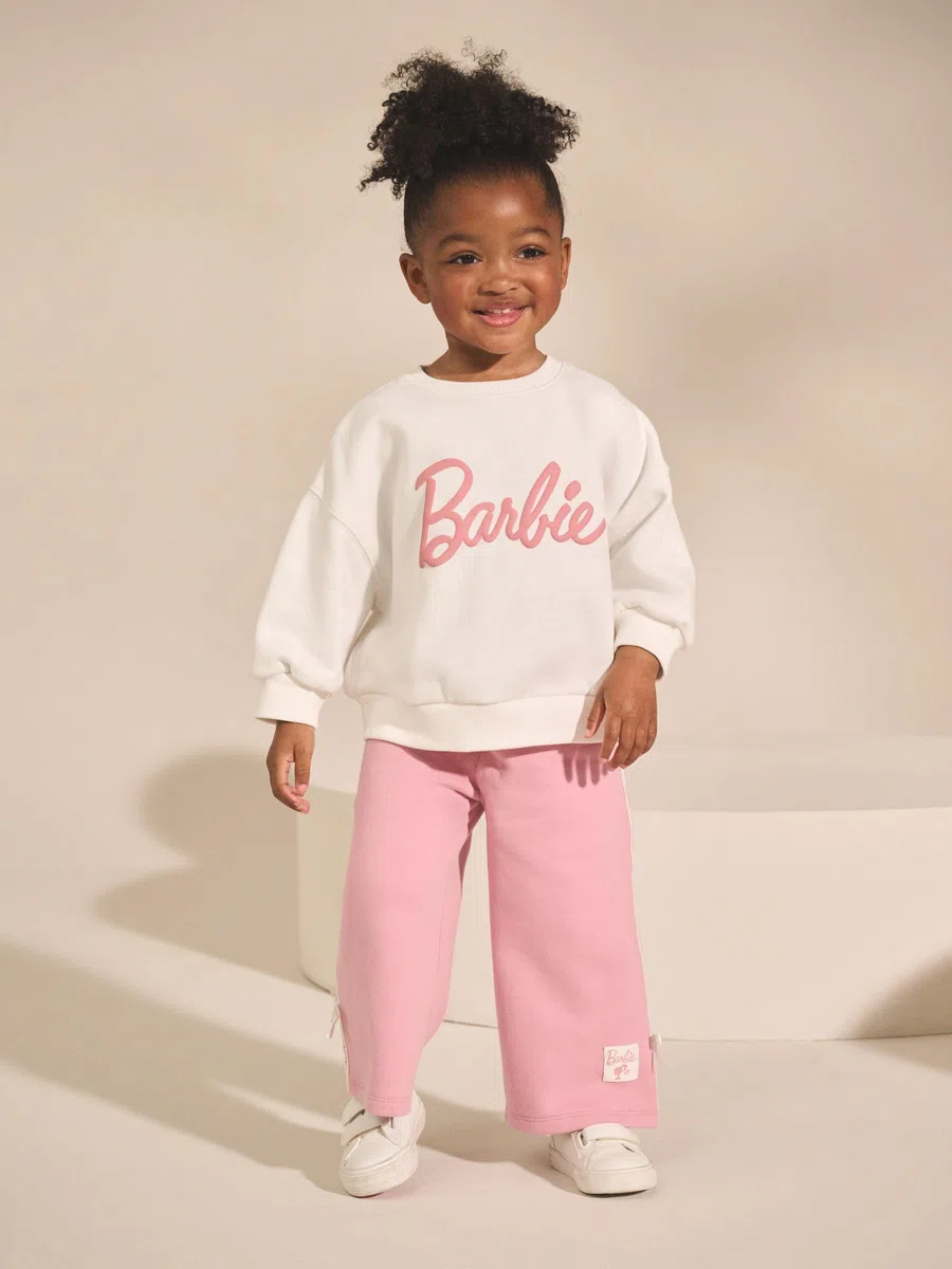 NEXT Ragazza Completo Barbie con felpa e joggers a gamba larga