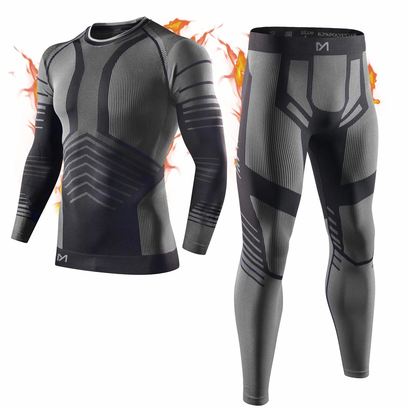 MEETYOO Biancheria Intima Termica Uomo, Intimo Termico Invernale Maglia Termici Pantaloni Base Layer per Sci Corsa Ciclismo
