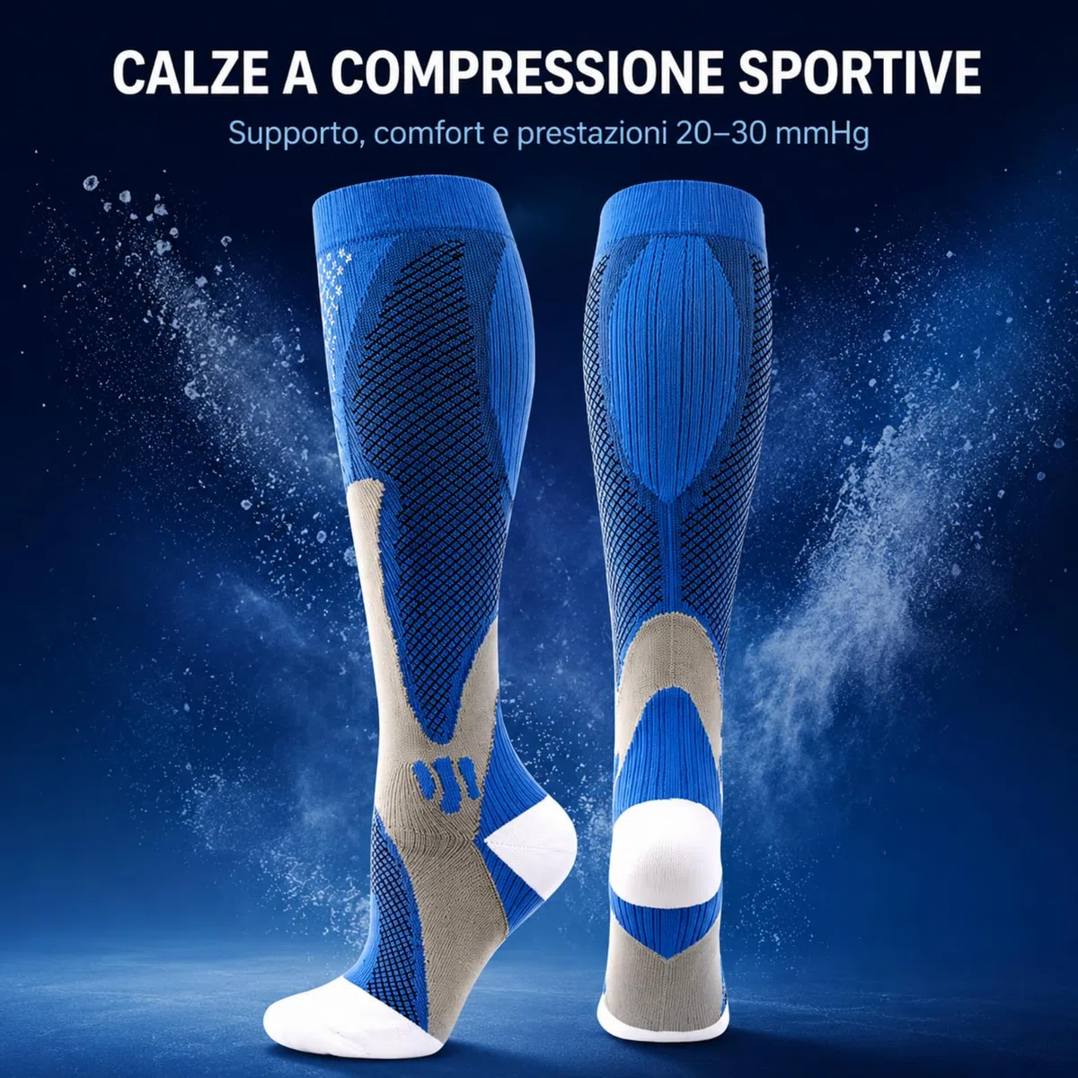 Calze Compressive Calze a Compressione 20 30 mmHg Calze Lipedema con Supporto Graduato per Sport Ciclismo e Viaggi