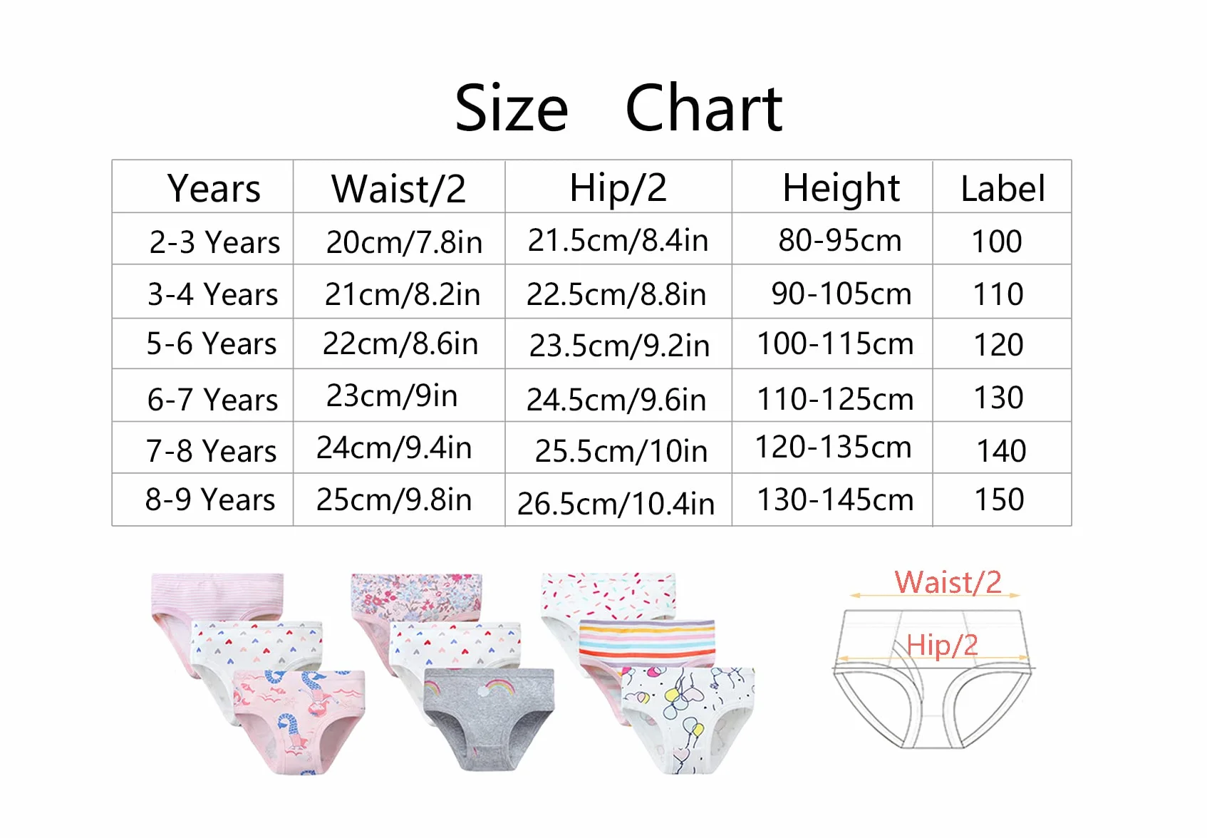 Bambine 12 Pezzi Mutandine di Cotone per Bimba Slip