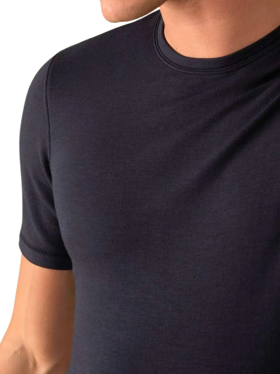 Liabel 2 Maglie Termiche Uomo 100% Caldo Cotone Interlock Nuova Maglia Termica Uomo in Thermocotton Soffice e Vaporosa Maglia Intima Uomo Cotone Bianche o Nere S-XXL