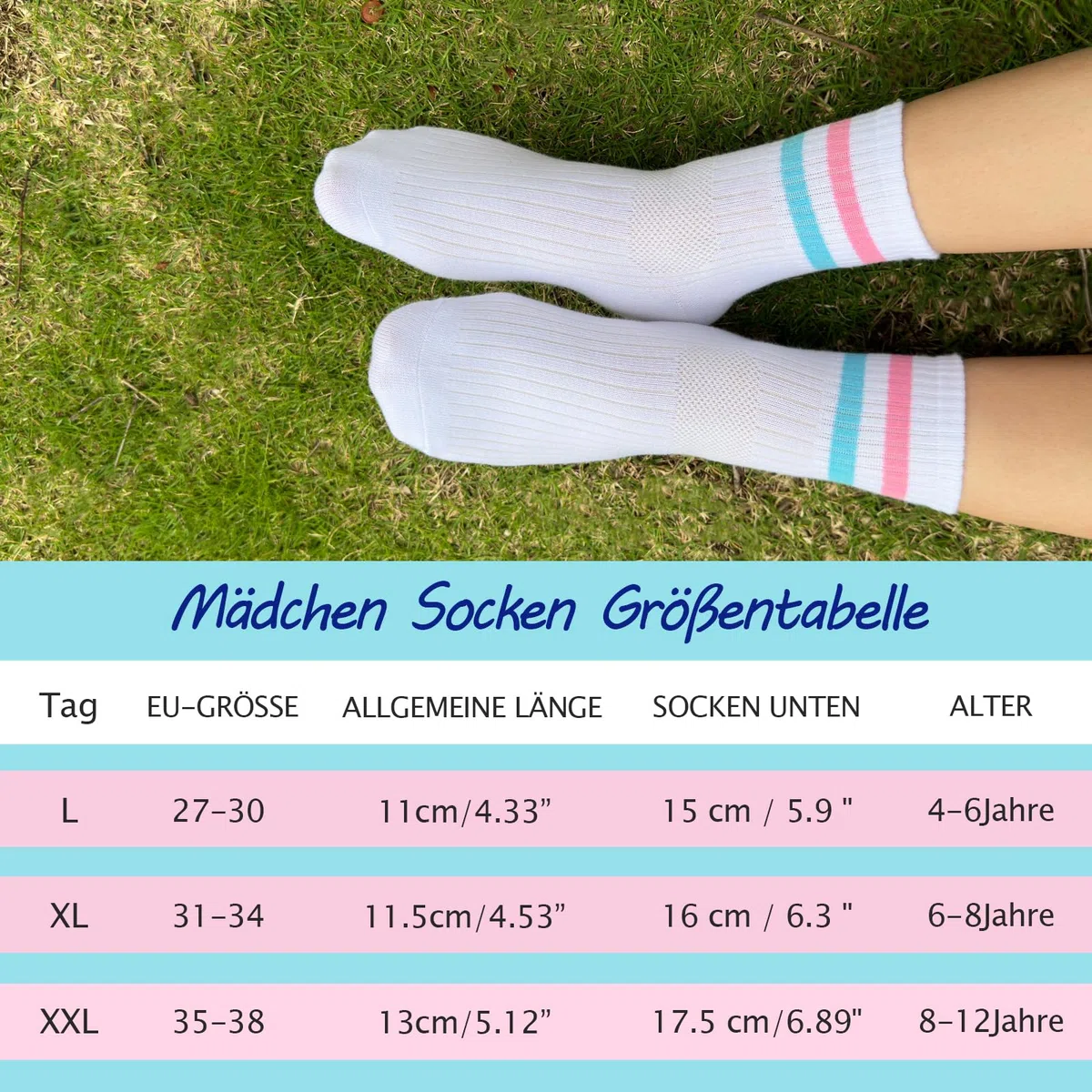 12 paia di calzini da tennis per ragazze, calzini sportivi per bambini, calzini da tennis, calzini sportivi per bambini