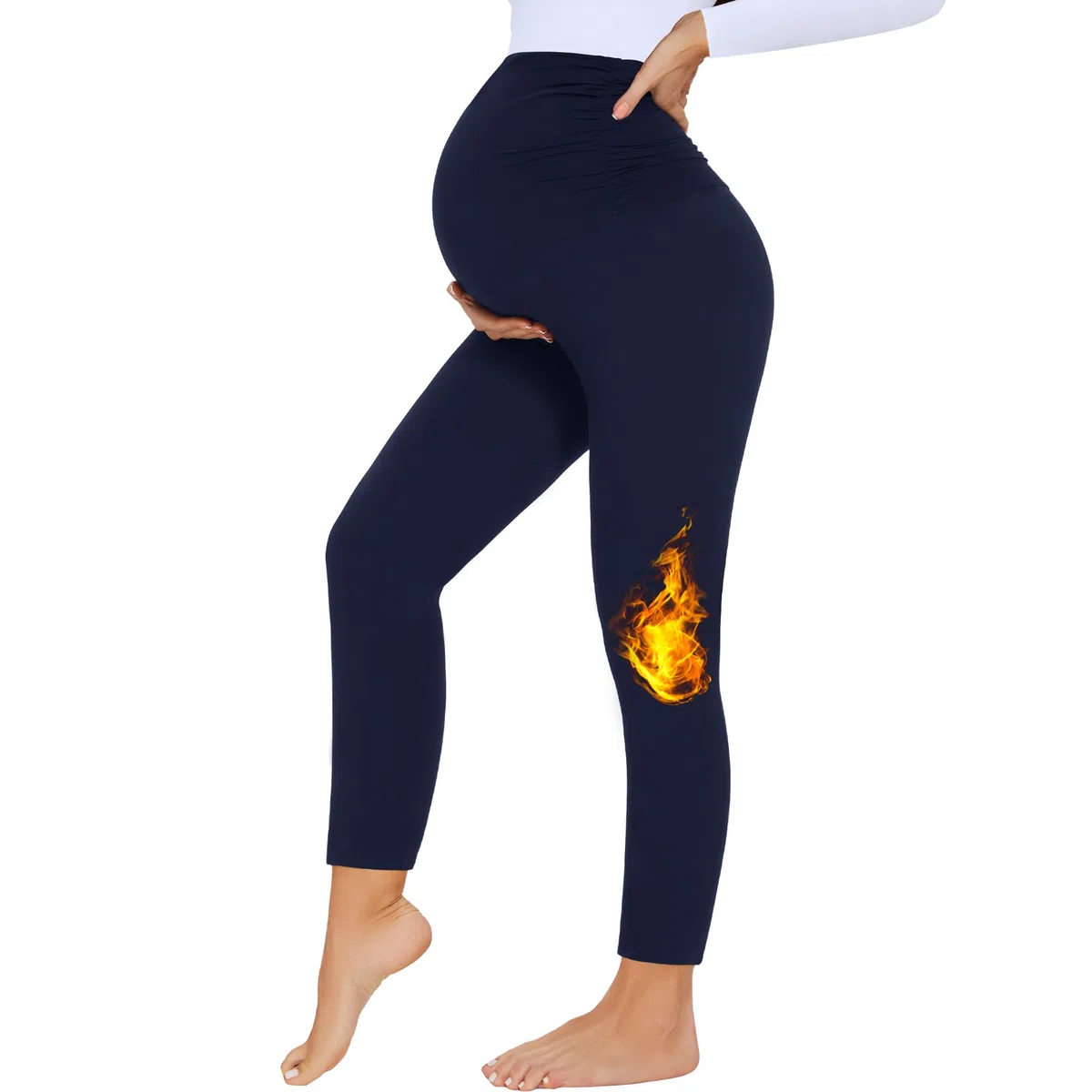 HIPOWER Leggings termici per gravidanza, da donna, a vita alta, caldi, per gravidanza, yoga