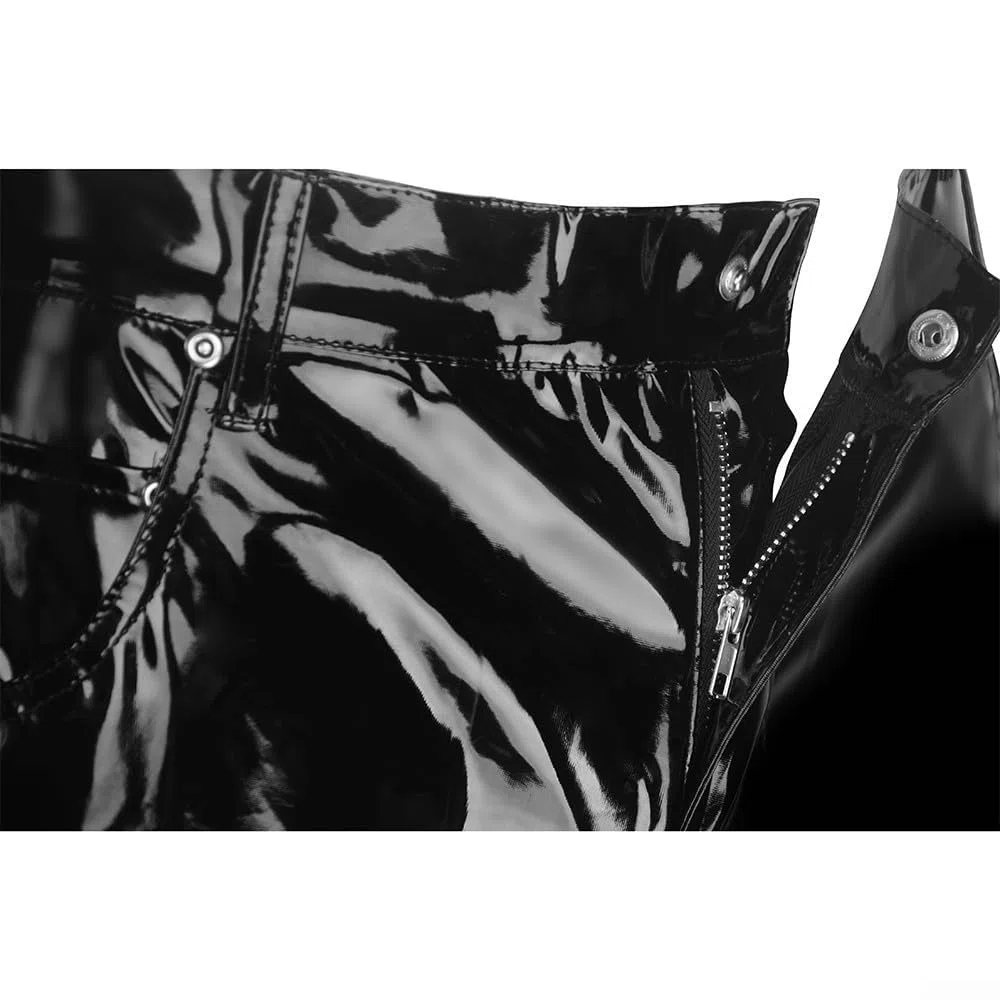 Club Dance Wear Pantaloni lunghi in PVC da uomo con lucido progettato con stile punk gotico adatto per feste notturne