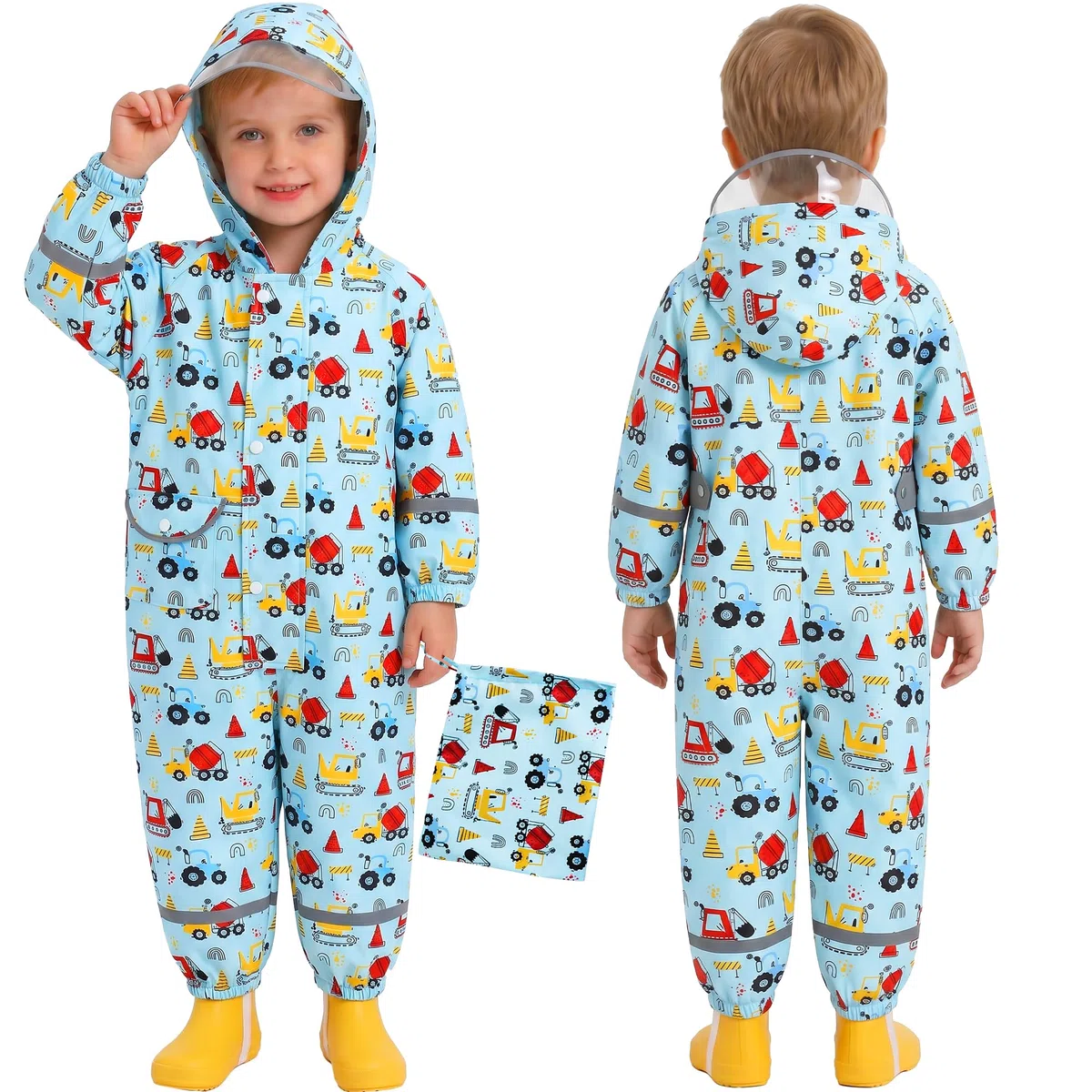 Ragazze Impermeabile con Cappuccio Bambini Tuta da Pioggia Leggero Tutto in Uno Giacche Stampe Cartone Tutina Antipioggia Giacca Poncho Impermeabili Abbigliamento Bambina 1-9 Anni