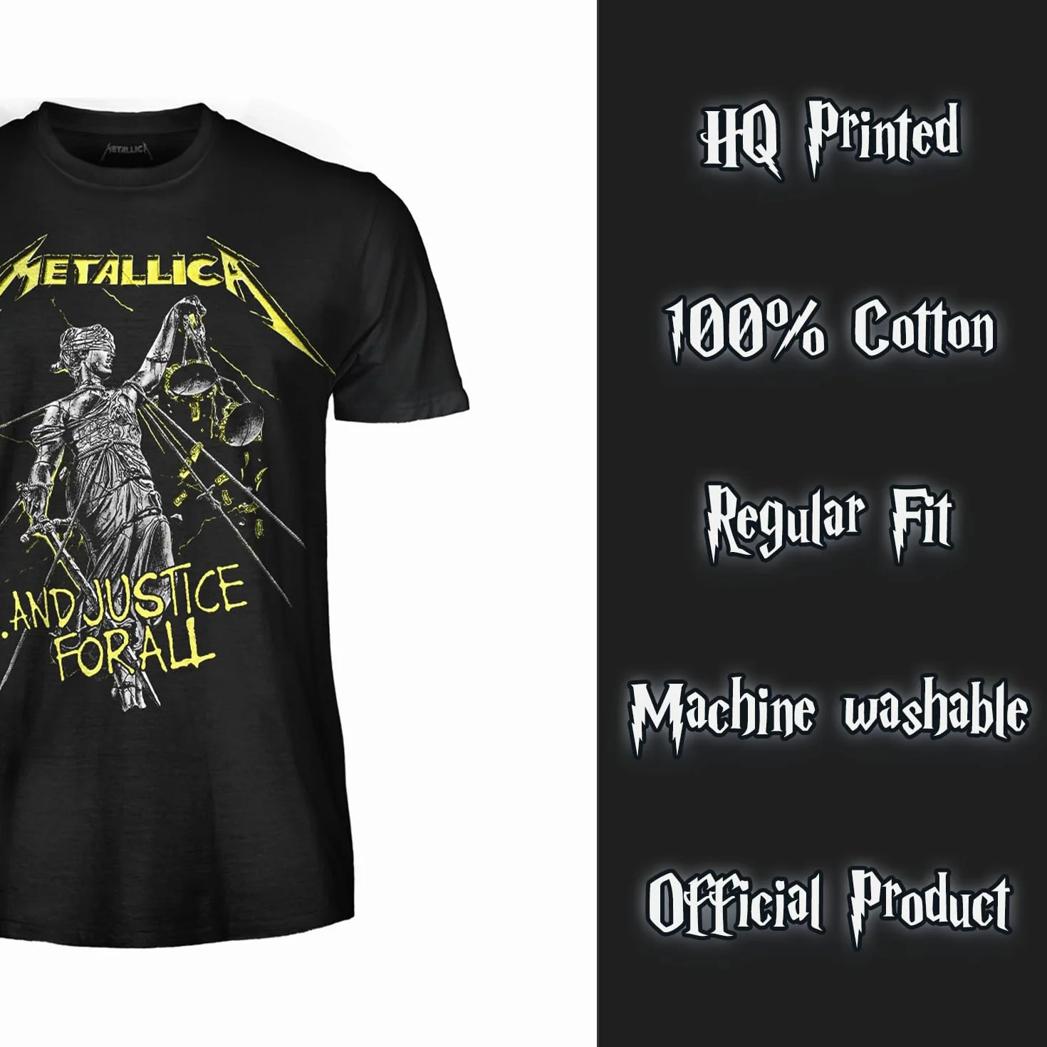 Metallica T-Shirt And Justice for all. Maglietta Rock Ufficiale. Band Heavy Metal. Maglia Unisex Adulto Ragazzo.