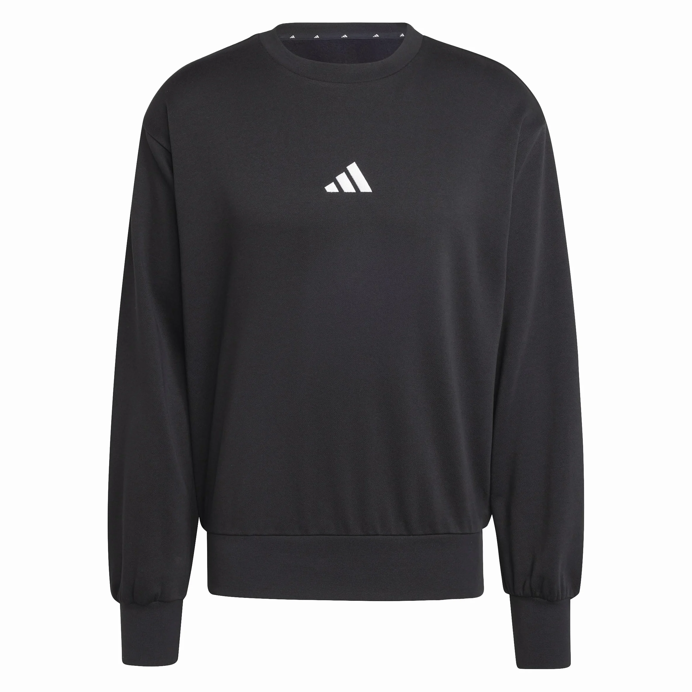 adidas Uomo Essentials Feelcozy Fleece Sweatshirt, Black/White, L
