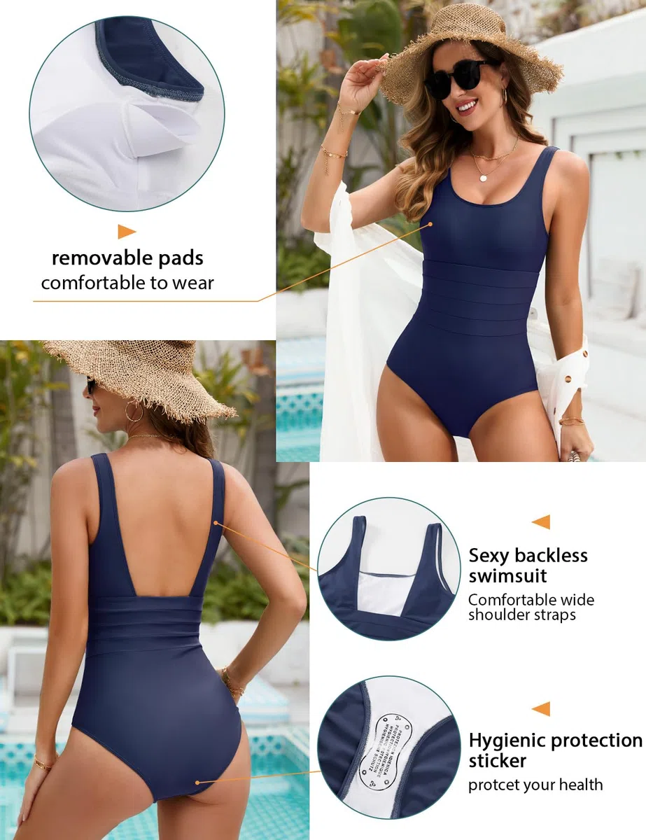 UMIPUBO Costume da Bagno Intero Donna Scollo a U Controllo della Pancia Curvy Costumi da Mare Interi Imbottito Reggiseno Push Up Bikini Un Pezzo Spiaggia Beachwear
