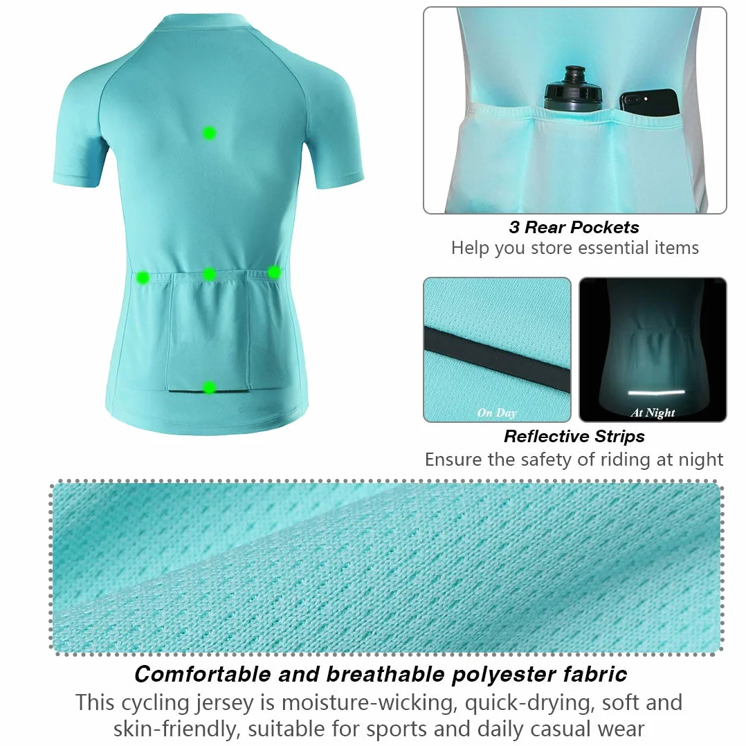CATENA Maglia da Ciclismo da Donna a Maniche Corte Maglia da Ciclismo Mountain Bike Top Maglia da Ciclismo Pantaloncini da Bici MTB Bici da Strada Traspirante ad Asciugatura Rapida Monocromatica