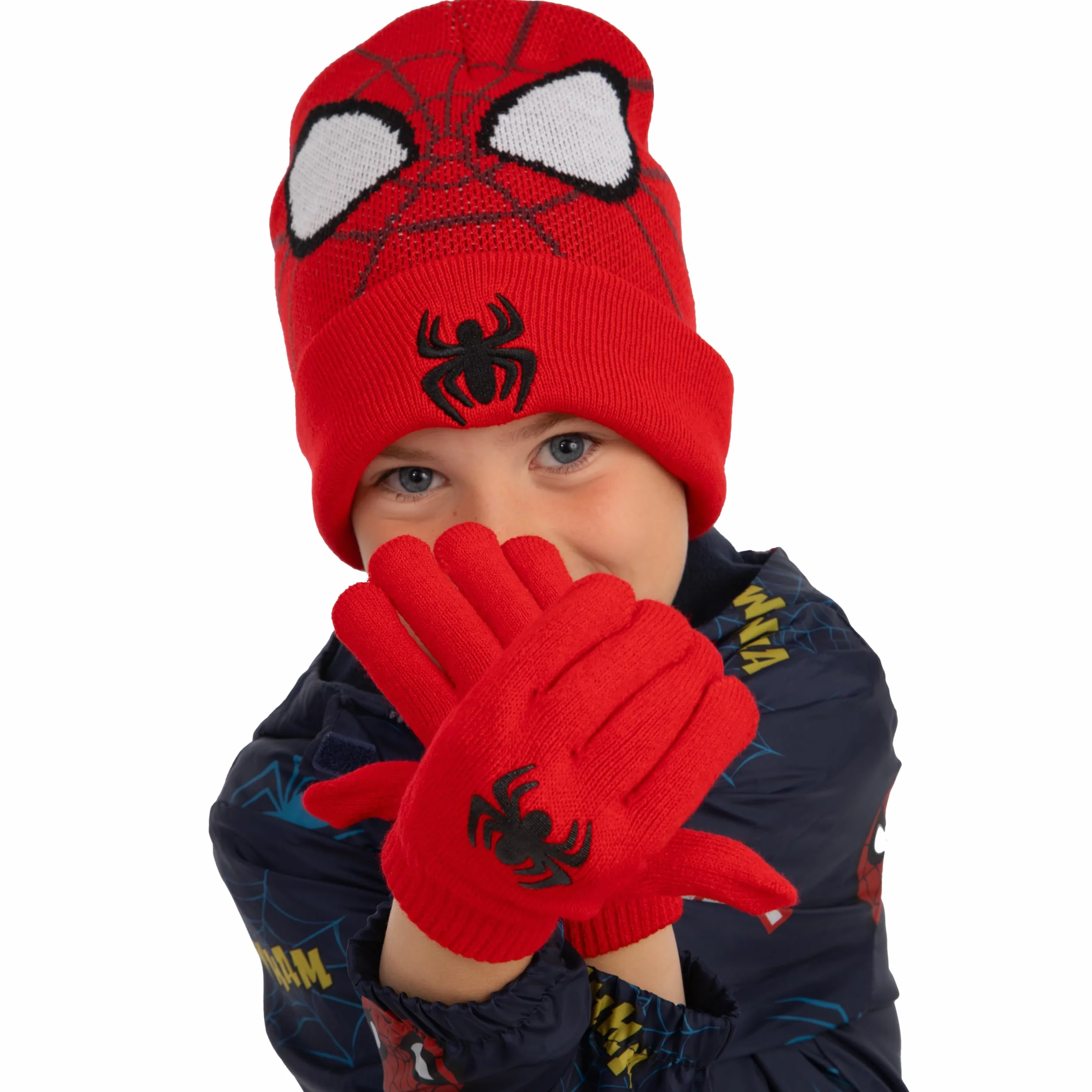 Marvel Set Guanti E Cappellino Bambino Spiderman, Set Guanti Invernali E Cappello Spidey, Cappello Spiderman Bambino, Taglia Unica Rosso
