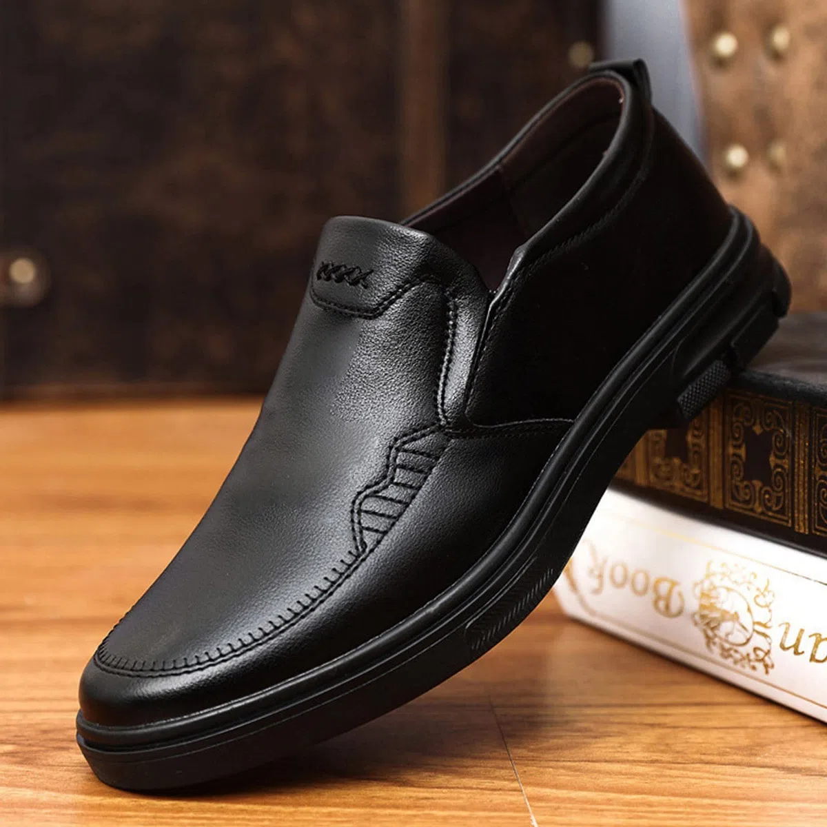Scarpe da lavoro da uomo, classiche, Oxford, leggere, in lacca, larghe, eleganti, in pelle, con lacci