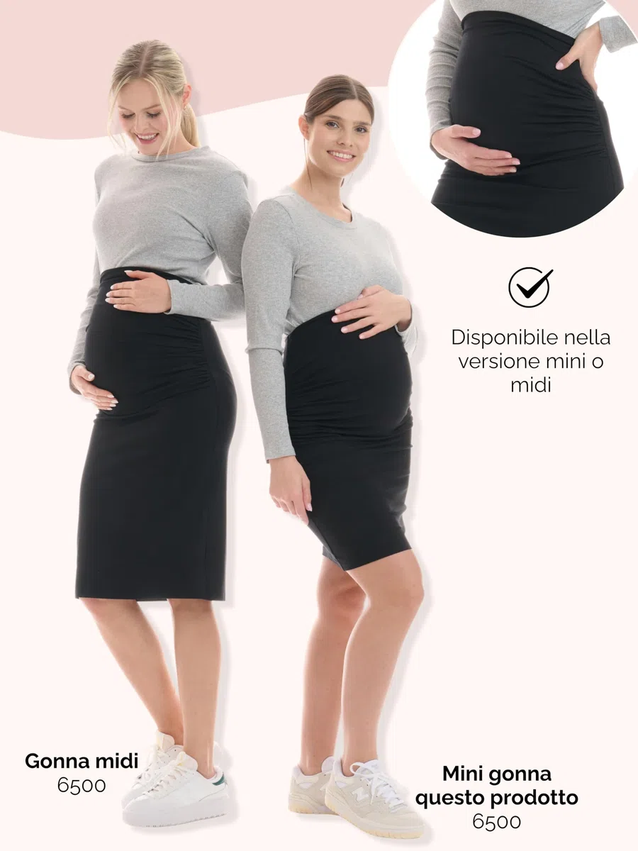 Herzmutter Gonna Premaman - Mini - Midi - Gonna a Matita Maternitá - Gravidanza - Parte Pancia a Doppio Strato - 6500 6600