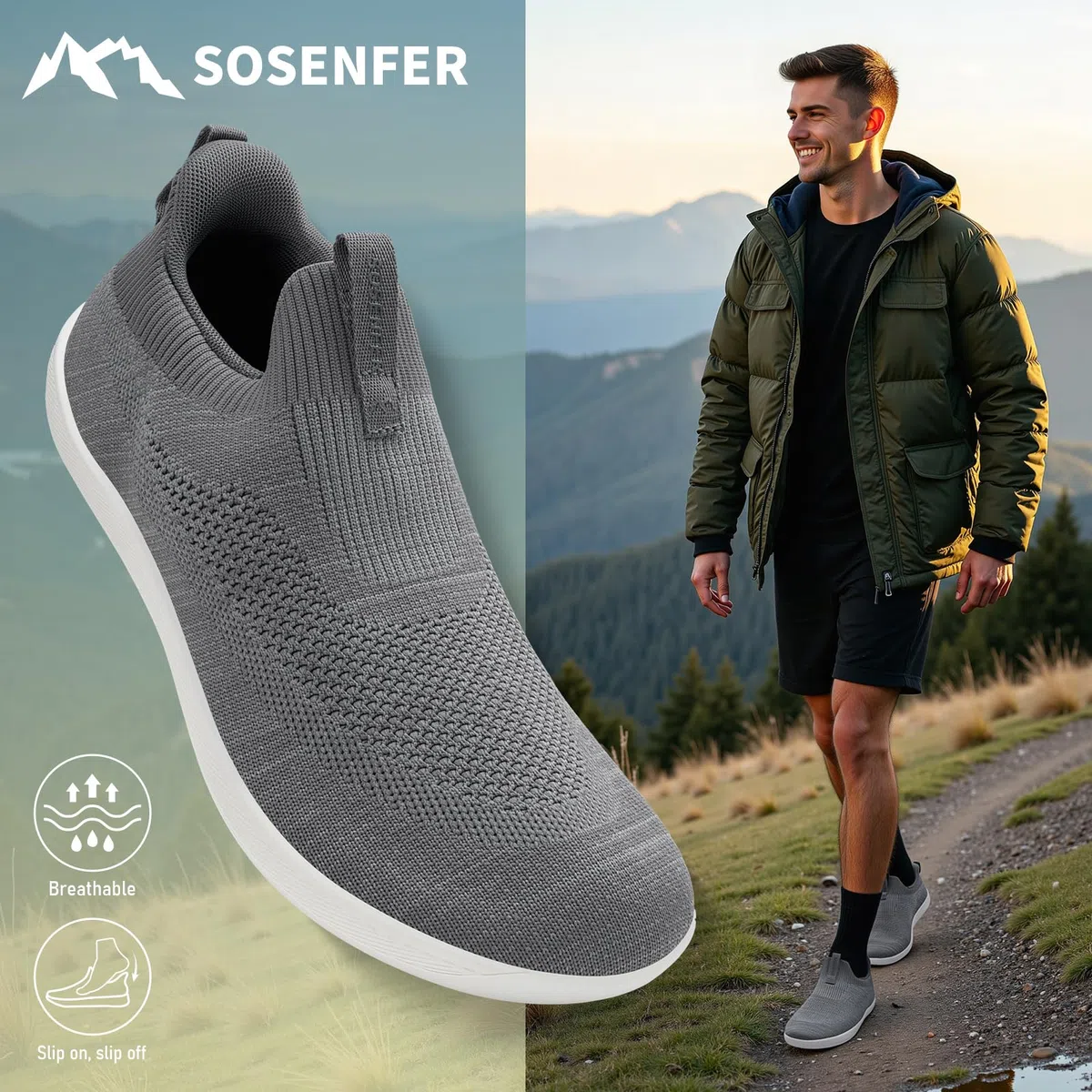 Sosenfer - Pantofole da uomo e donna, comode, antiscivolo, pantofole piatte, slip-on