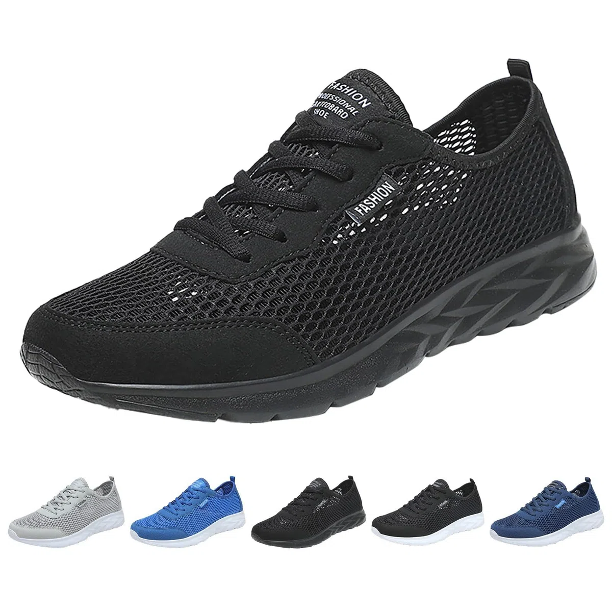 Scarpe sportive da uomo leggere traforate, traspiranti, comode: sneaker da uomo in tinta unita, antiscivolo, per l'uso quotidiano, scarpe da fitness, scarpe da jogging super morbide