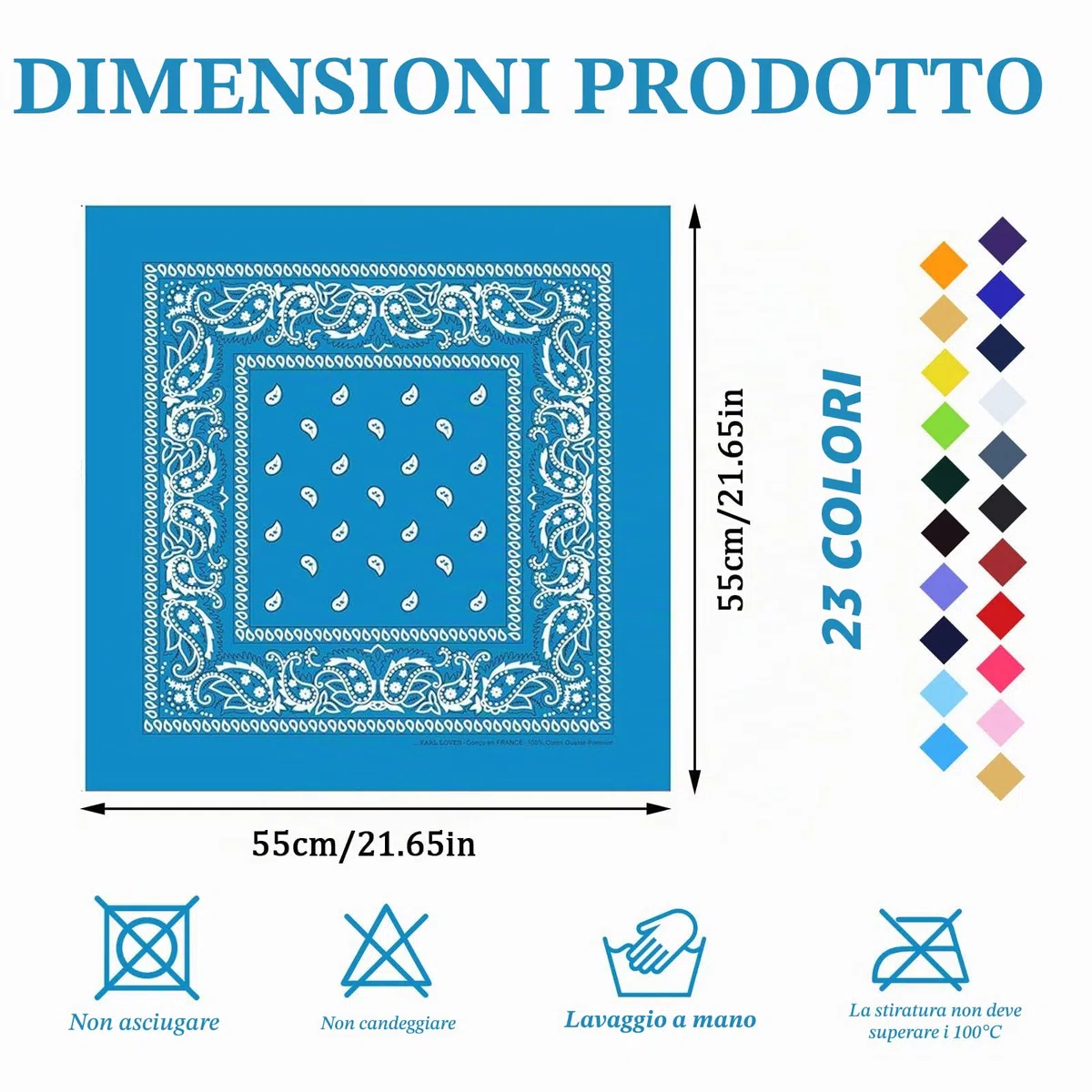 23 Pezzi Bandane Colorate, Bandanas Paisley, Poliestere Stampa, Asciugamano per capelli Unisex Per Uomo e Donna Per Capelli, Collo, Polso, Testa, Quadrata Misurare 55 * 55 CM