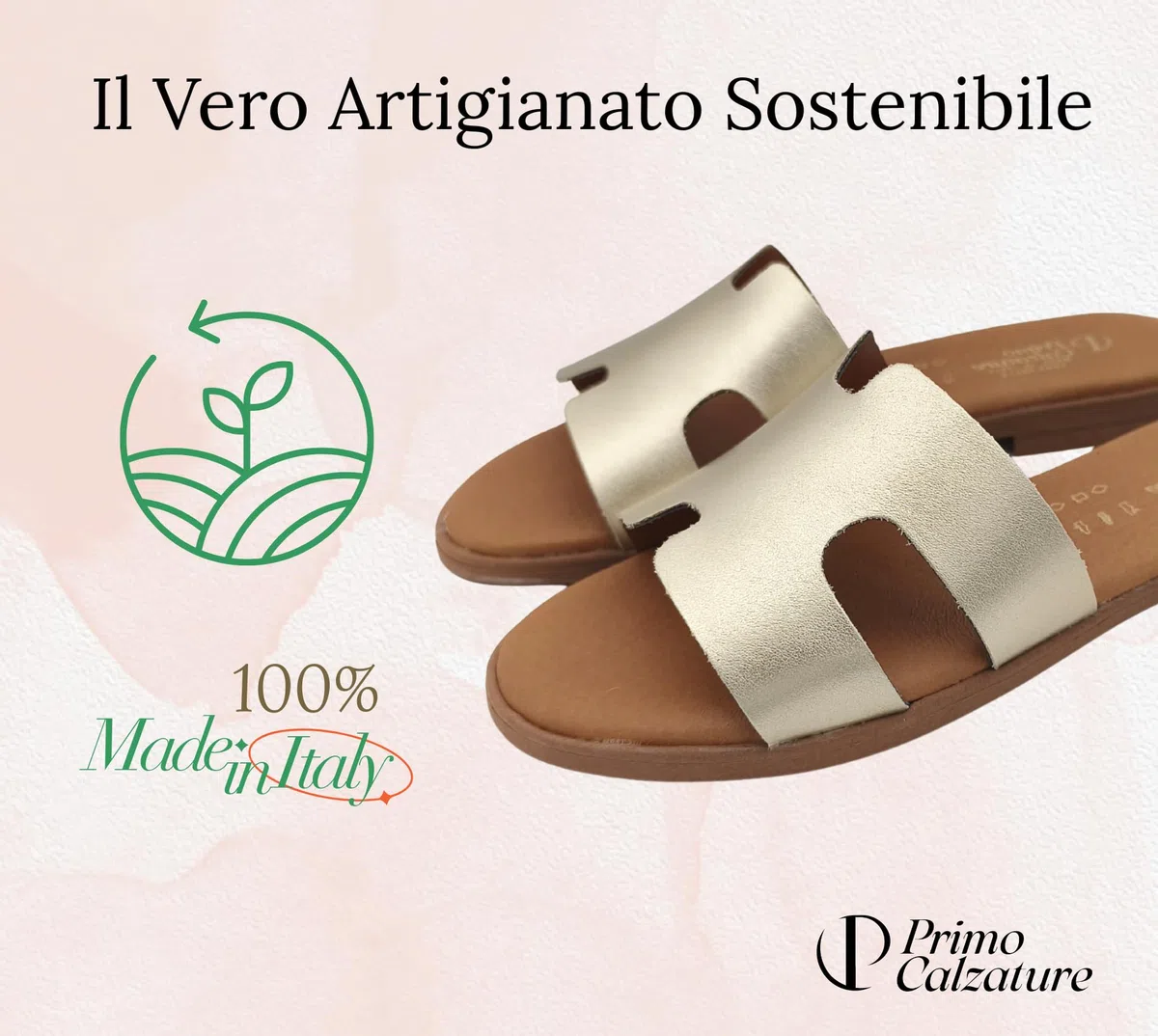 Eleganti Ciabatte Donna Estive, Sandali Bassi Cuoio, Ciabattina in Pelle Estate, Vero Made in Italy