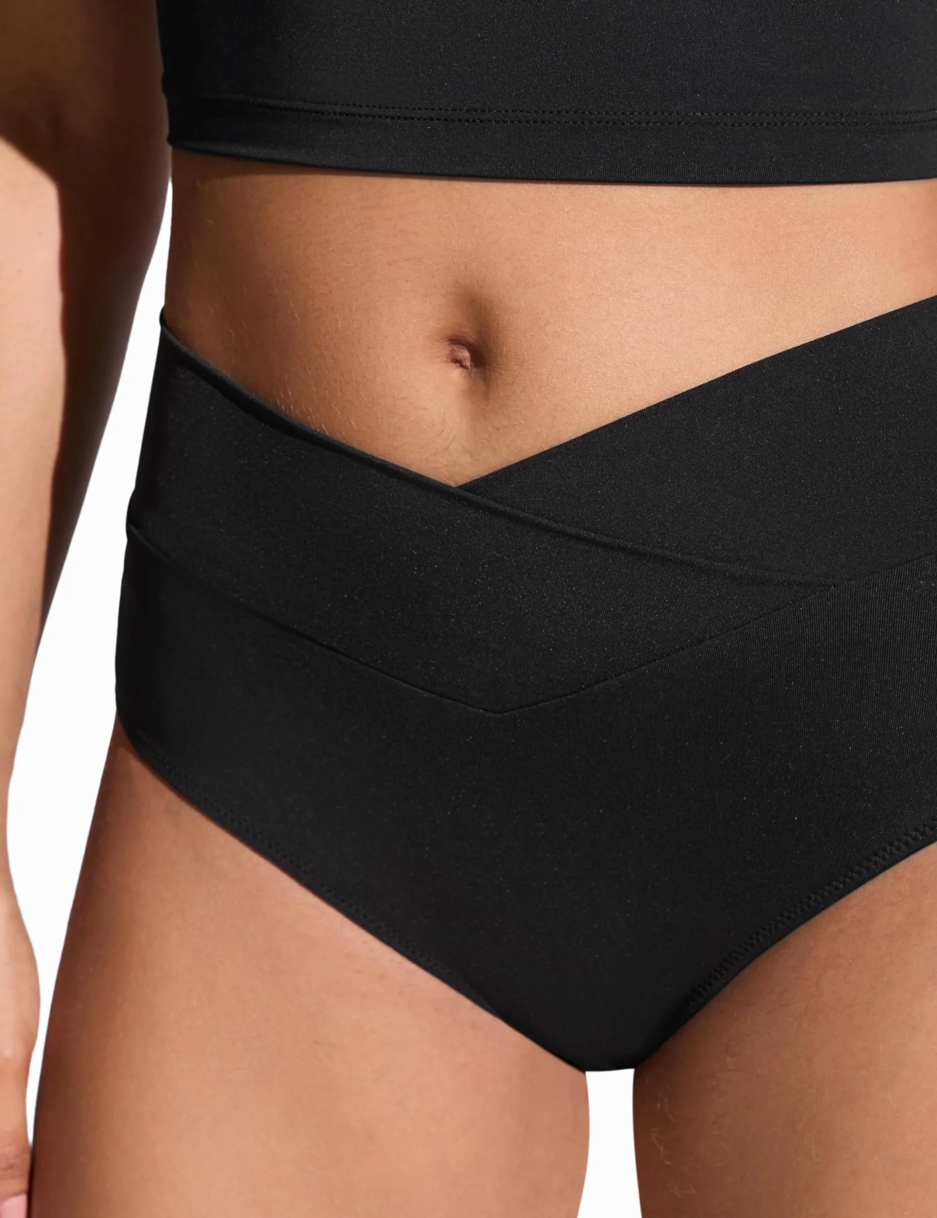 CRZ YOGA Donna Taglio a V Bikini Bottom Vita Alta Incrociata Davanti Costume da Bagno Bottoms Copertura Totale