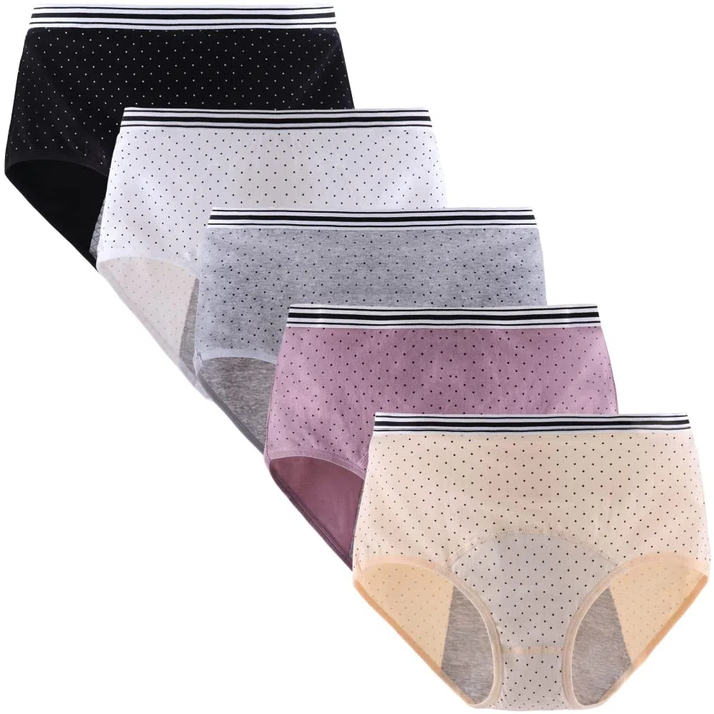 Mutandine per Il Ciclo mestruale da Donna Intimo a Tenuta stagna in Cotone Pantaloni di Protezione dal Flusso Pesante Slip Traspiranti Confezione da 5(Utilizzare con Tamponi)