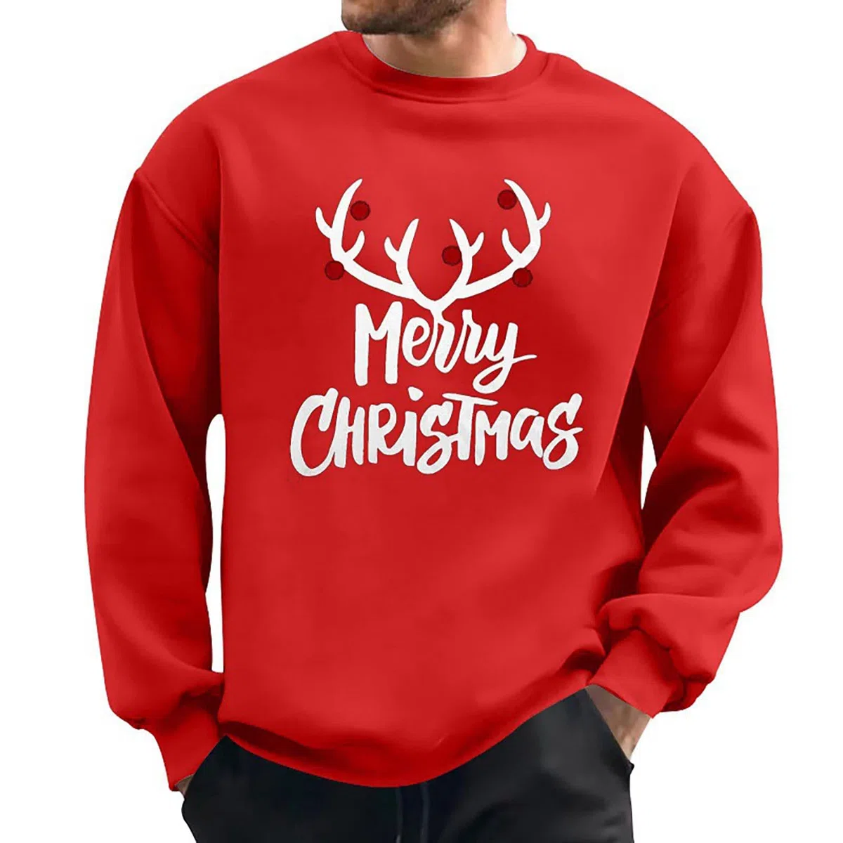 Felpa natalizia da uomo divertente renna Merry Christmas lettera stampata grafica pullover top autunno manica lunga girocollo casual maglione slipover maglioni festa top