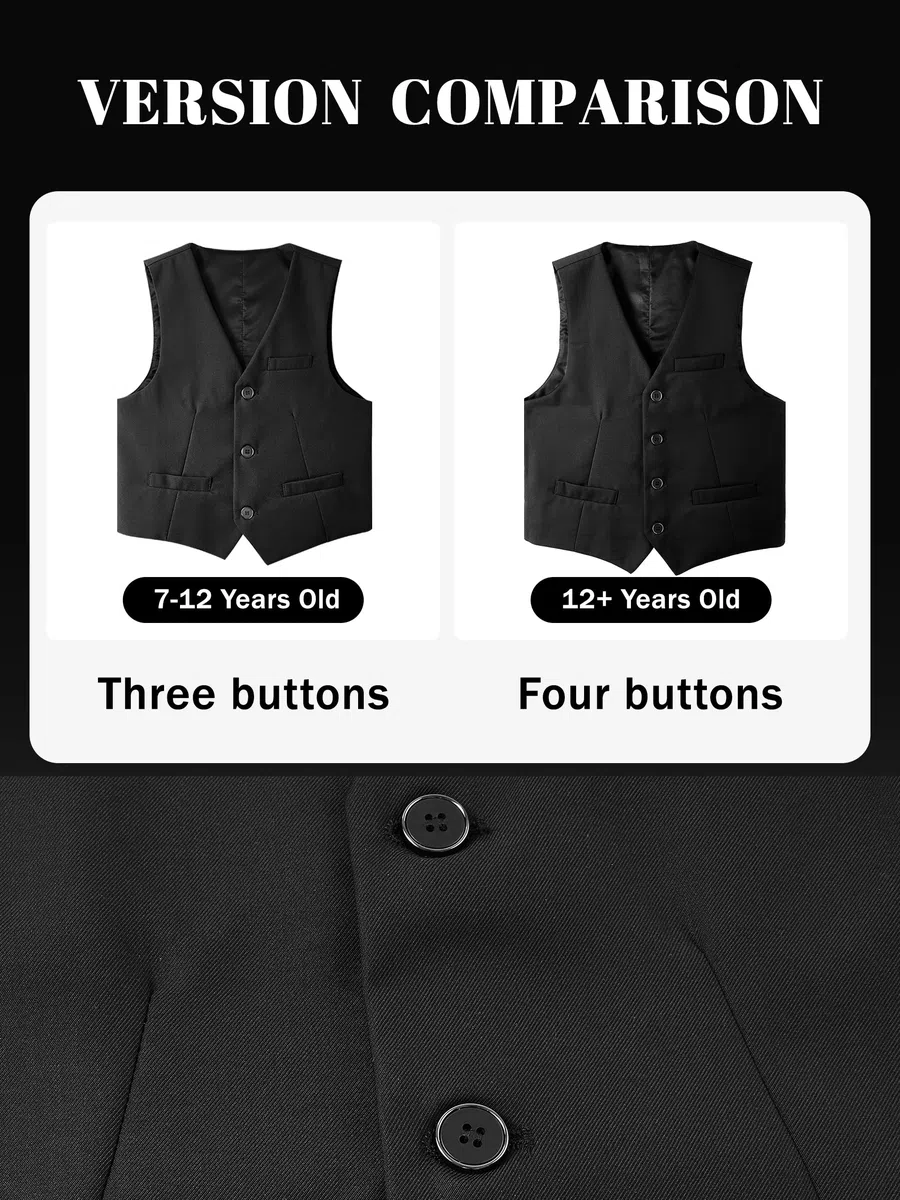 LOLANTA Gilet da Cerimonia per Ragazzi, Gilet da Smoking Monopetto Completamente Foderato per Matrimonio 7–14 Anni