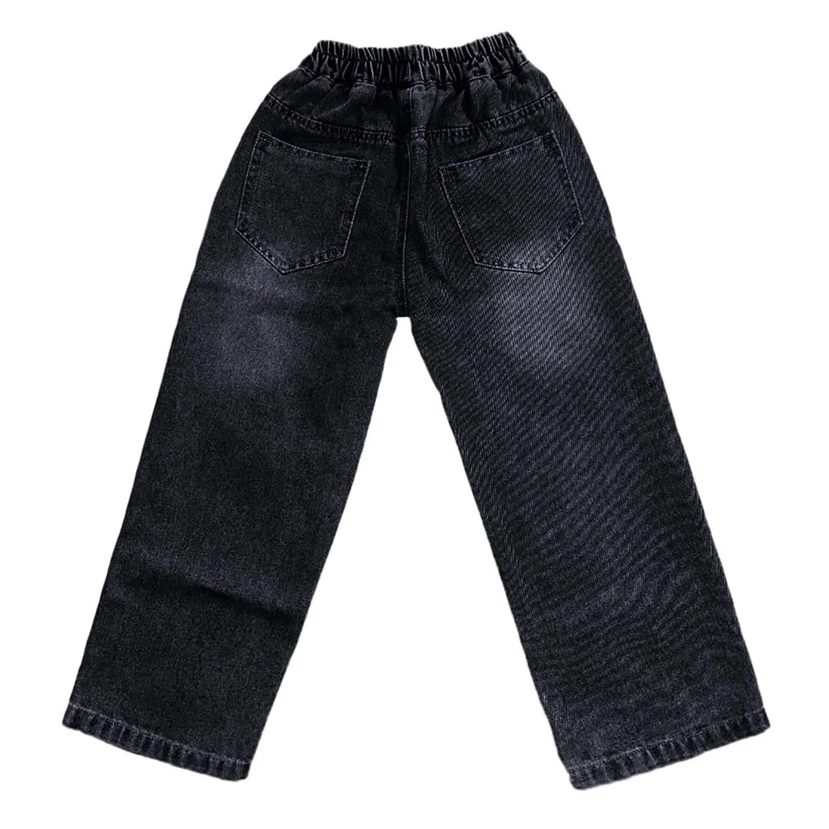 Bambini Jeans Baggy Larghi Ragazzo Denim Pantaloni con Vita Elastica Larga Bambino Jeans con Tasche Lunghi Bimba Denim Pantaloni Eleganti Wide Leg Vintage Stretch 5-13 Anni