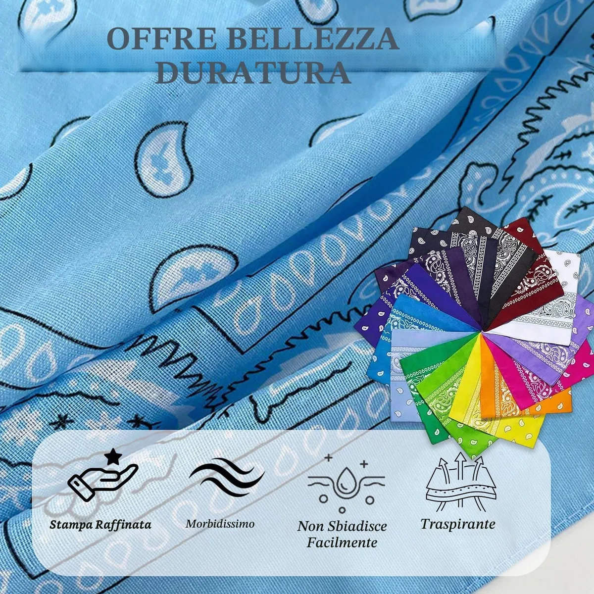 23 Pezzi Bandane Colorate, Bandanas Paisley, Poliestere Stampa, Asciugamano per capelli Unisex Per Uomo e Donna Per Capelli, Collo, Polso, Testa, Quadrata Misurare 55 * 55 CM