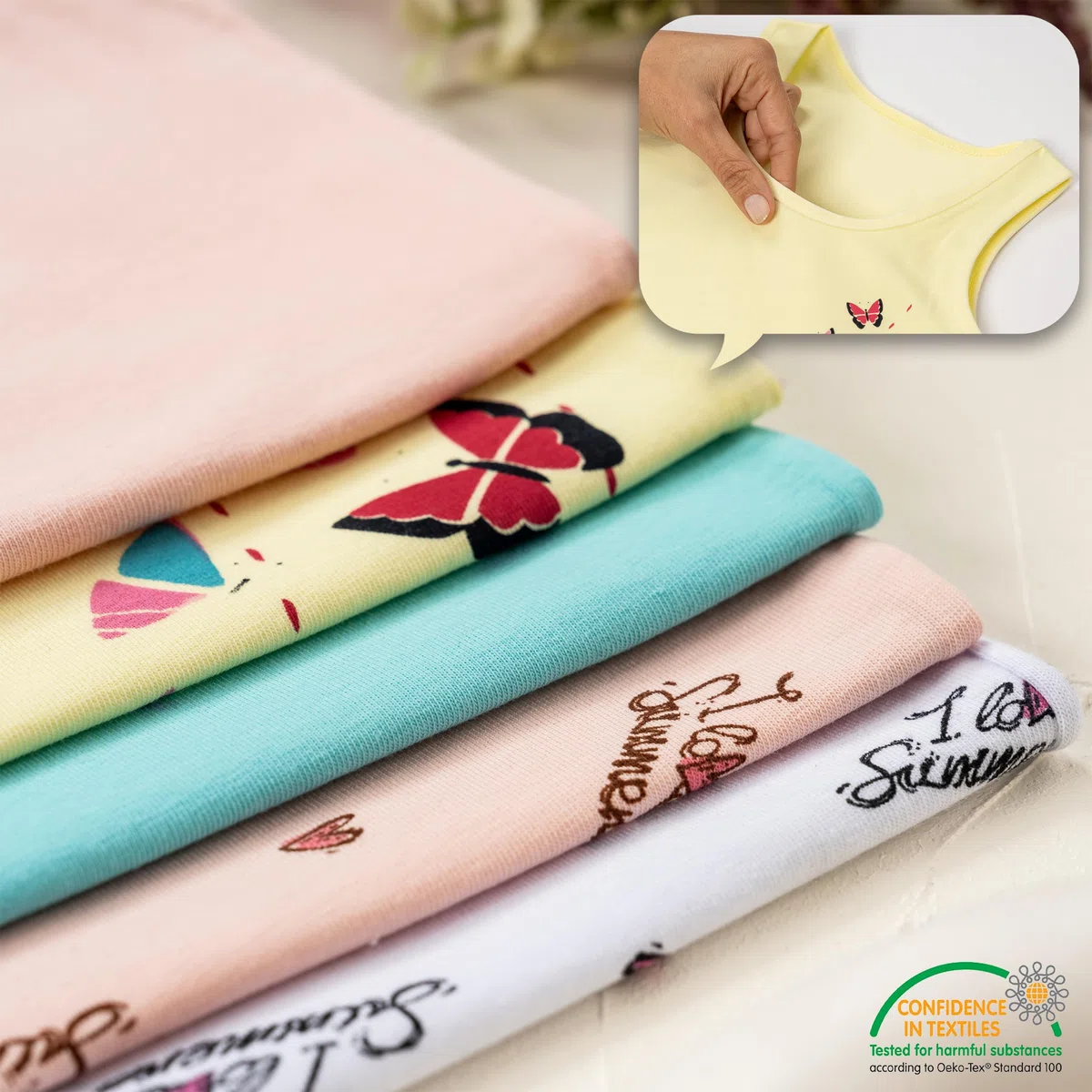 LOREZA ® 5 Cannottiera da Bambina in Cotone Canotta Intima Vari Disegni Intimo 2-15 Anni