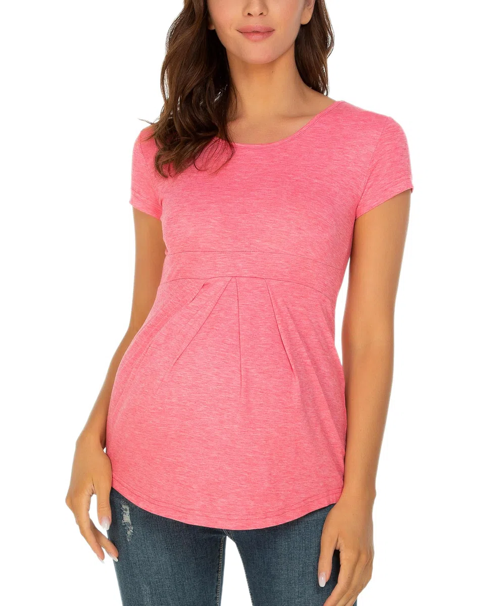 Maglia da donna incinta con maniche a 3/4, Rosa a righe