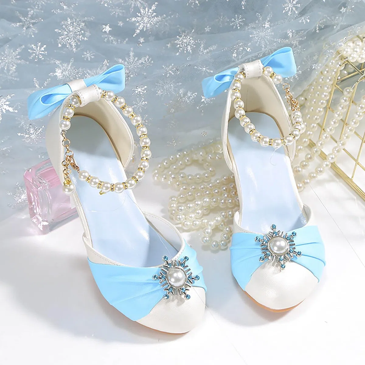 Scarpe da bambina con fiori singoli, brillanti diamanti a rete, con fiocco, da principessa, carine ed eleganti, per bambini, scarpe da ballo, scarpe da sera