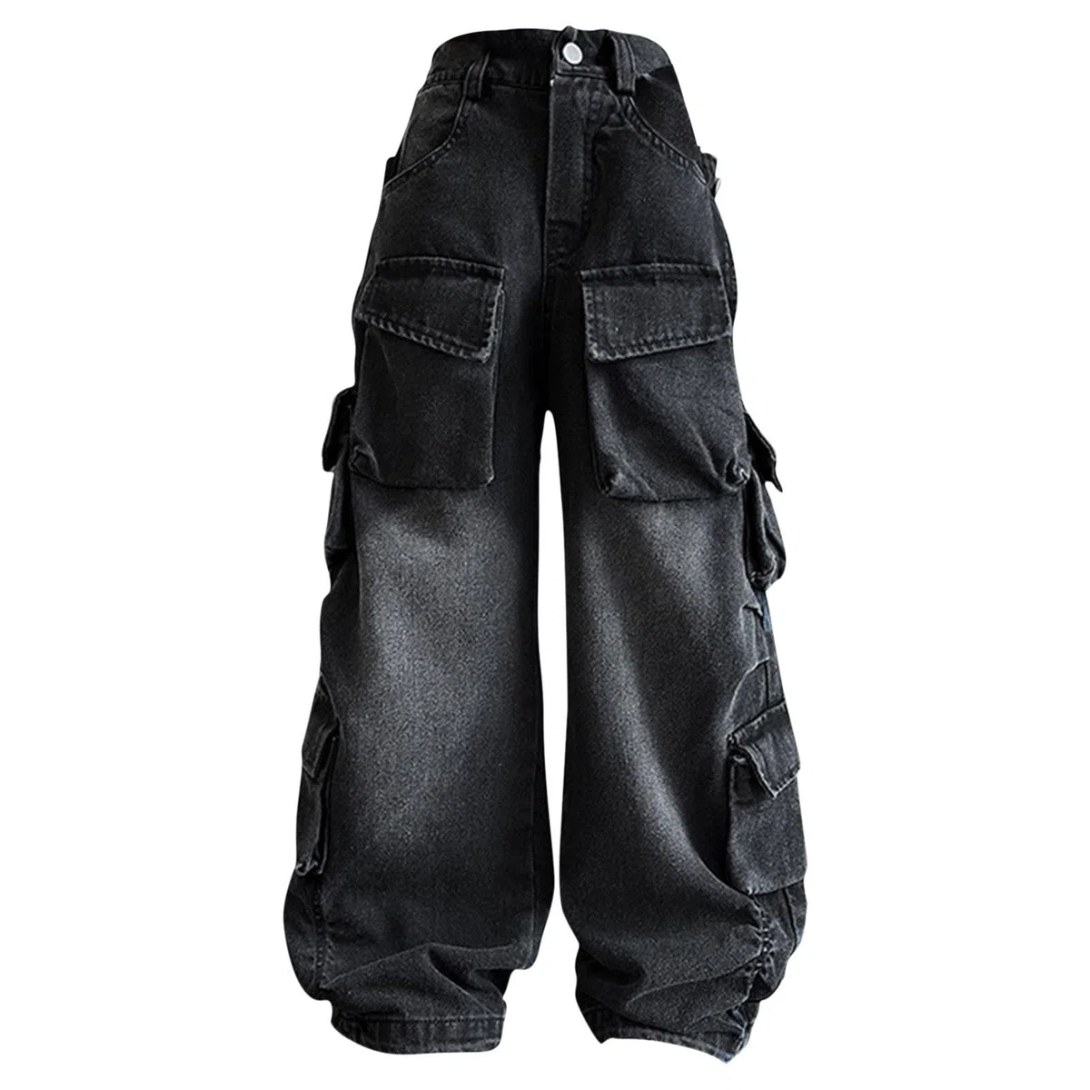 Jeans cargo personalizzati per ragazze pantaloni larghi in denim hip hop multi tasche per bambini gamba larga elastico in vita jeans a vita alta pantaloni in denim estetico alla moda