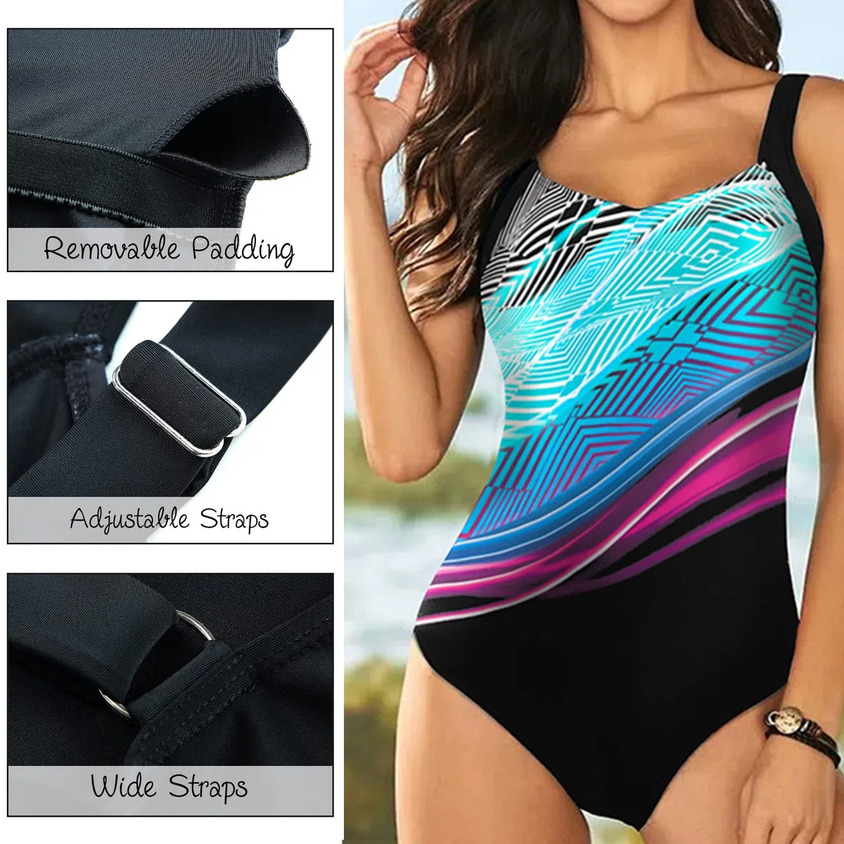 Costume Intero Donna V Scollo Backless Controllo della Pancia Vintage Costume da Bagno Un Pezzo Curvy Monokini Beachwear Mare Piscina e Spiaggia Sexy Costume Intero