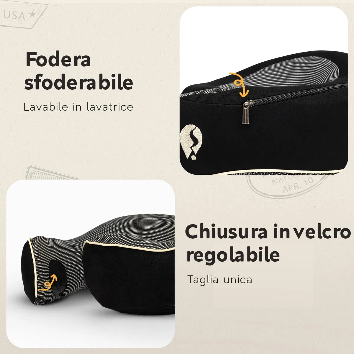 Cuscino da Viaggio – Cuscino Cervicale Ergonomico in Memory Foam – Cuscino Aereo Compatto e Confortevole – Cuscino Collo da Viaggio per Aereo, Treno e Auto