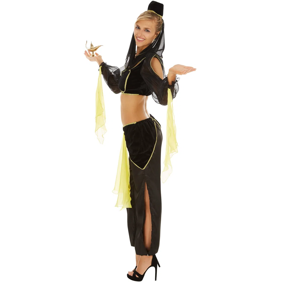 dressforfun Costume da Donna - Danzatrice del Ventre | Meravigliosa e Sexy Parte Superiore Alta con Pantaloni a Palloncino | Incl. Copricapo da Sogno con Velo (L | No. 301002)