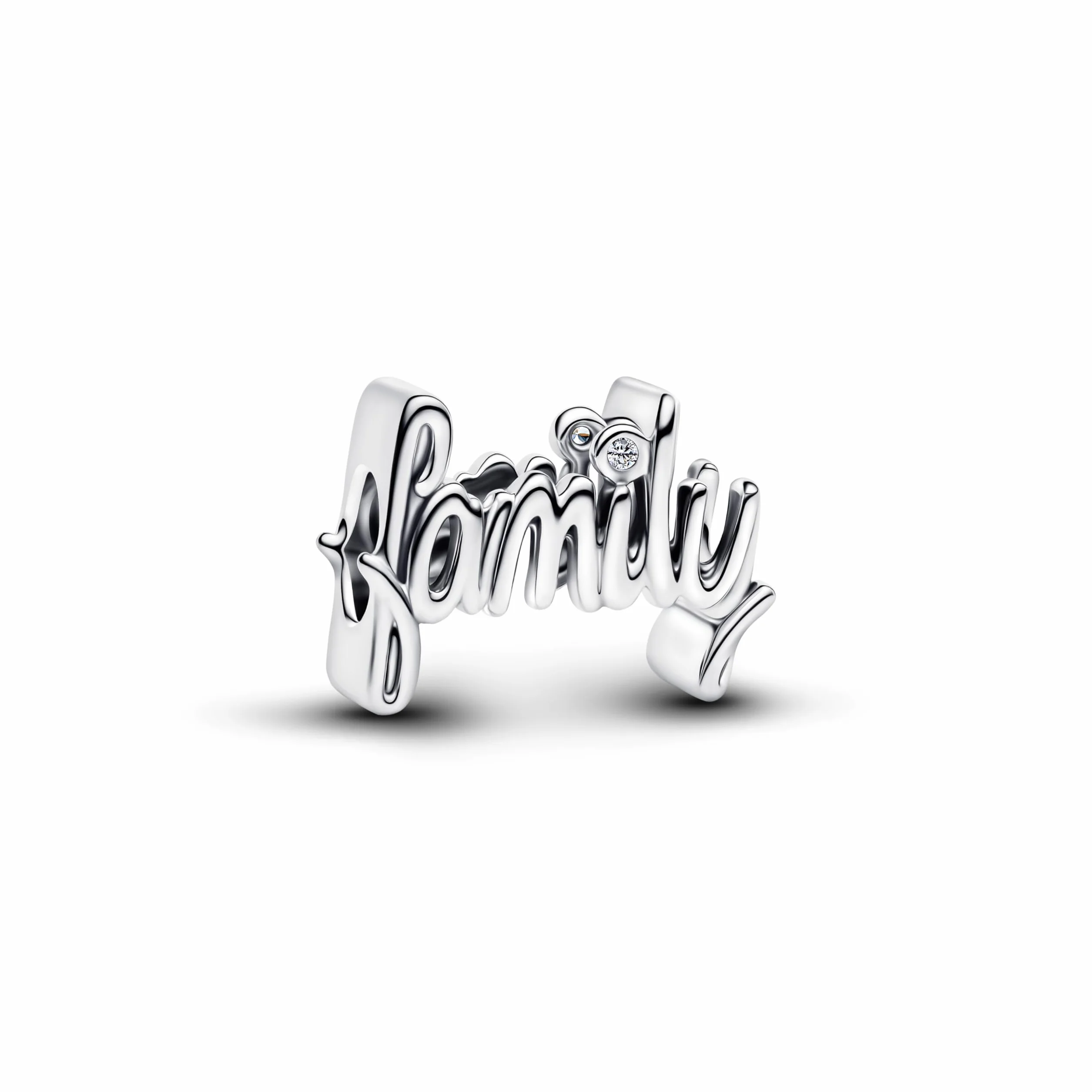 PANDORA Moments Charm Manoscritto della Famiglia in Argento Sterling con Zirconia, Compatibile con Moments, 794250C01