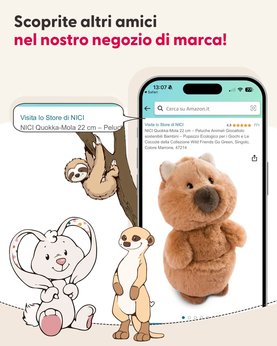 NICI manicotto Molang 33x33x10cm - Soffice manicotto per bambini con viso Molang per bambine, bambini e neonati, scaldamani ideale per le giornate fredde - 61169