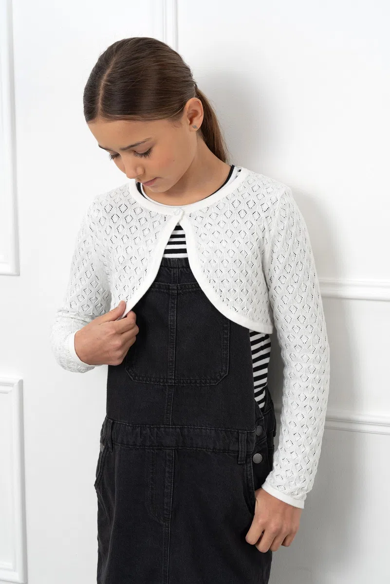 Bolerose Ragazze Manica Lunga Bolero in Maglia a Punta Bambini Cardigan