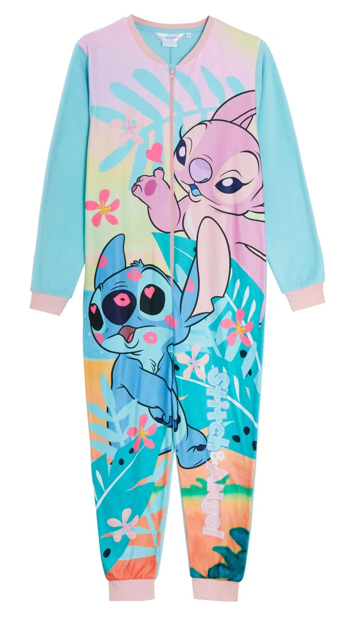 Disney Stitch and Angel Tutina per bambini All in One Pigiama per ragazze in pile Pjs Nightwear