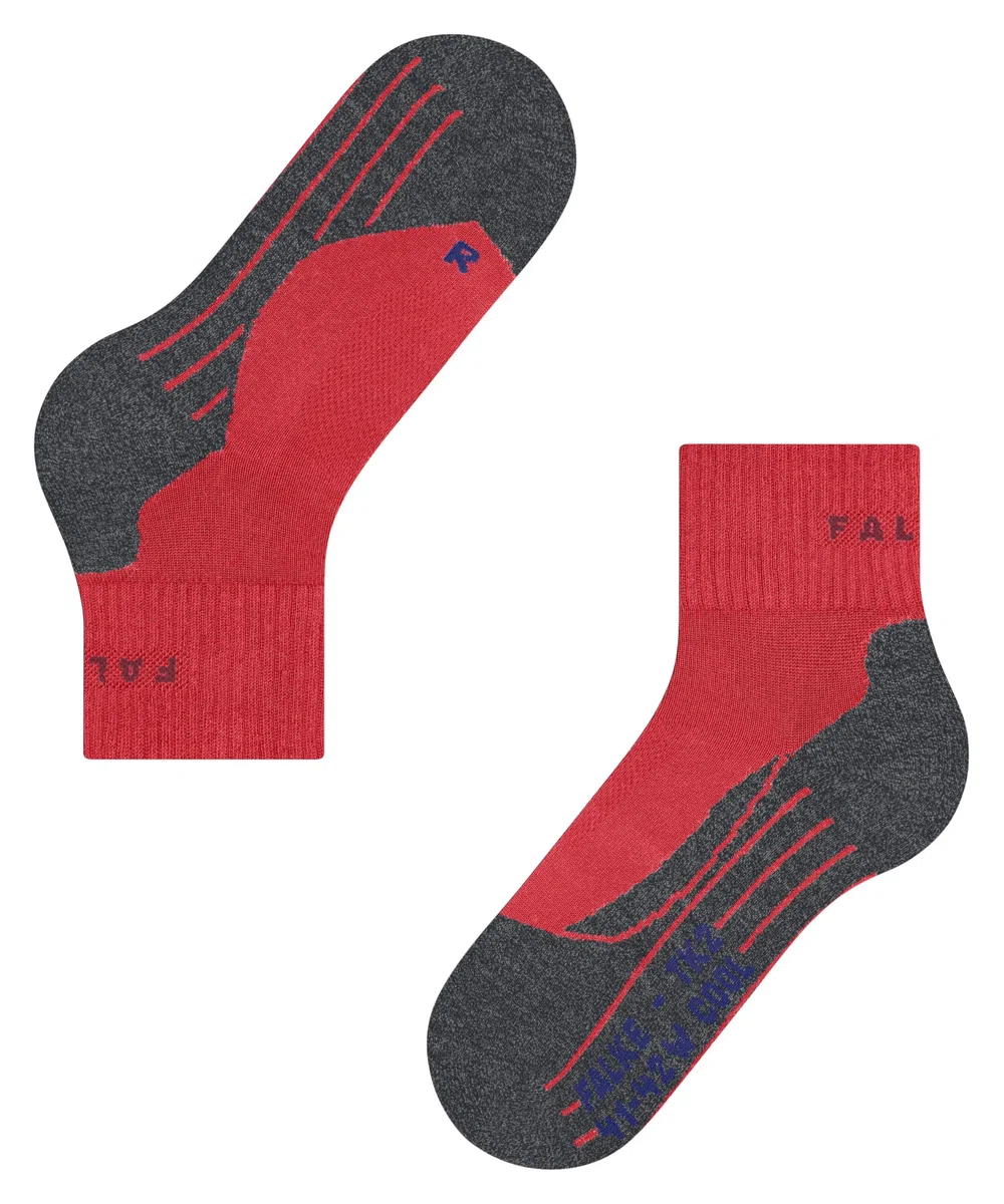 FALKE uomo TK2 Cool Short calzini da escursionismo imbottitura media antivesciche effetto di raffredamento calze trekking calde vegane traspiranti asciugatura rapida lyocell filo funzionale 1 paio
