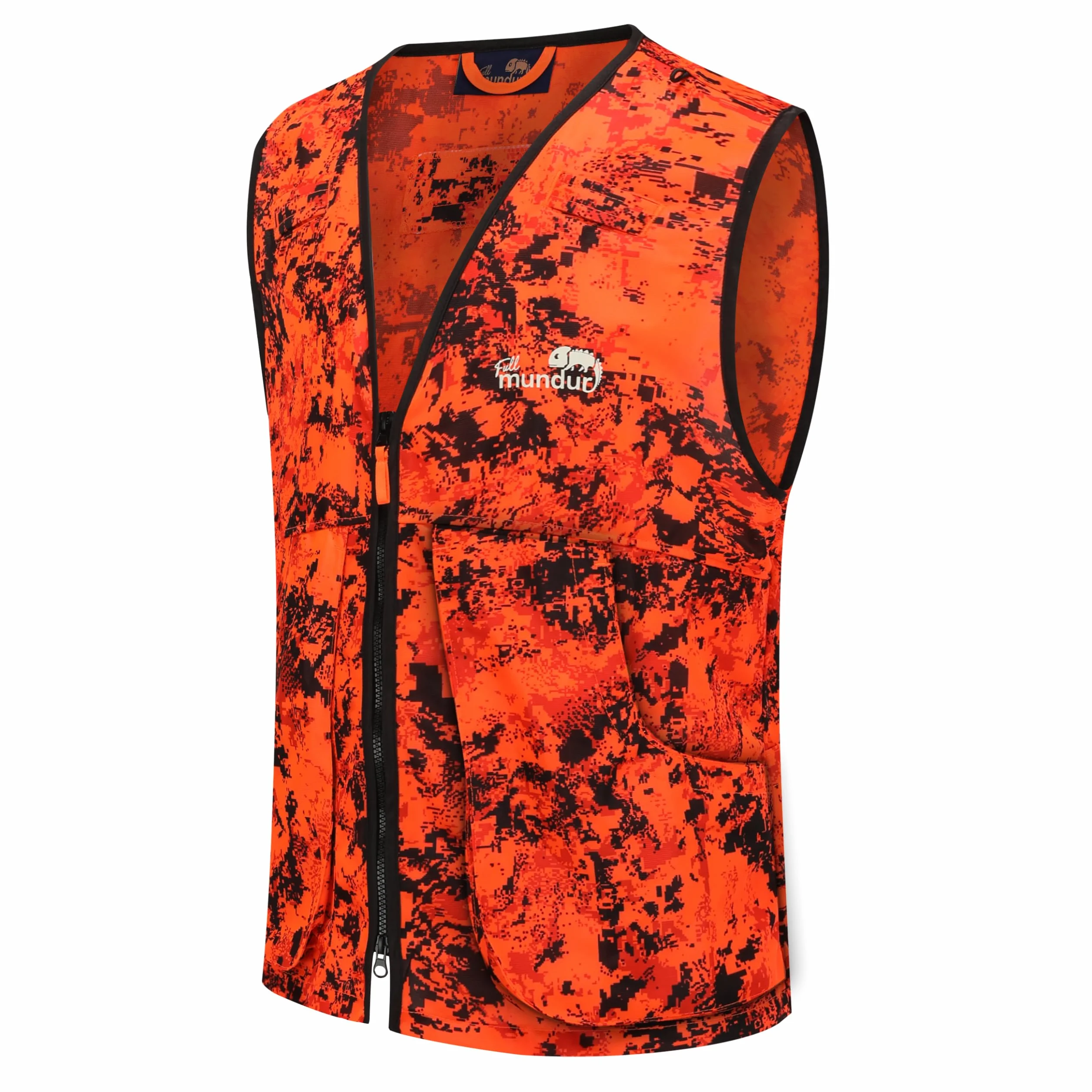 Orange Blaze Camo Arancione Gilet da caccia di sicurezza gilet leggero con tasche multiple per adulti unisex