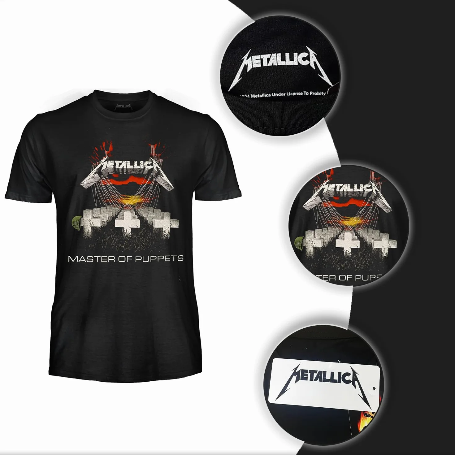 Metallica T-Shirt Master of Puppets. Maglietta Rock Ufficiale. Band Heavy Metal. Maglia Unisex Adulto Ragazzo.