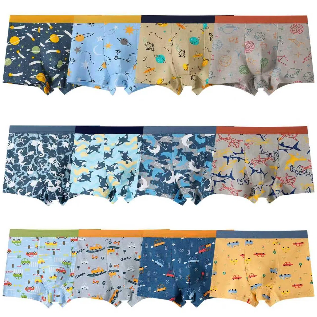 12 Pack Dinosauro Cartoon Boys Boxer per 2-12 Anni Baby Kids Underwear Toddler Boyshort Mutandine morbide