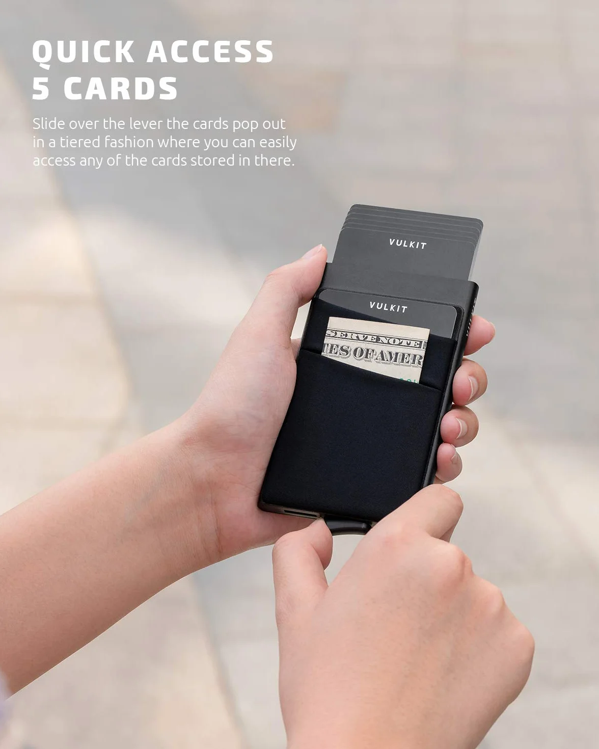 VULKIT Porta Carte di Credito Uomo o Donna Schermato RFID Pop-Up Portafoglio Uomo Slim Porta Tessere Metallo Rigido con Tasca Elastica