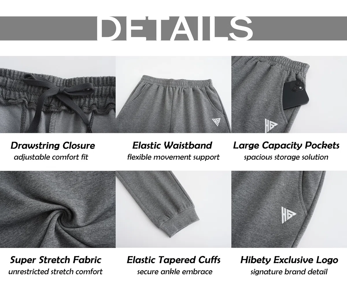 HIBETY Pantaloni Sportivi da Ragazzo, igroscopici e antisudore Pantaloni Sportivi in Cotone Traspirante con Coulisse Elastica