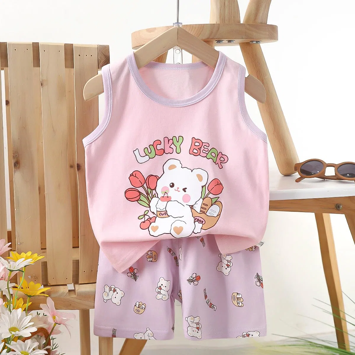 8 Pezzi per Bimbo Ragazze Bambini Neonati Canotta Senza Maniche Top Canottiere morbide Shorts con Pantaloncini Outfit Set di Vestiti,(3 Mesi - 7 Anni)