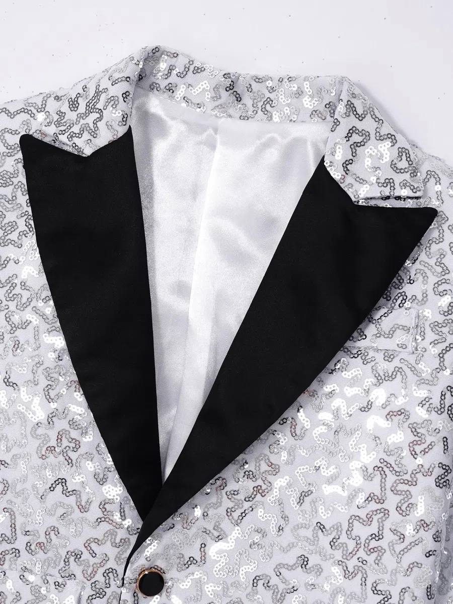 Giacca Da Smoking Per Ragazzi Lucida Festiva Con Paillettes E Colletto Revers Abbigliamento Per Matrimonio Festa Halloween Compleanno
