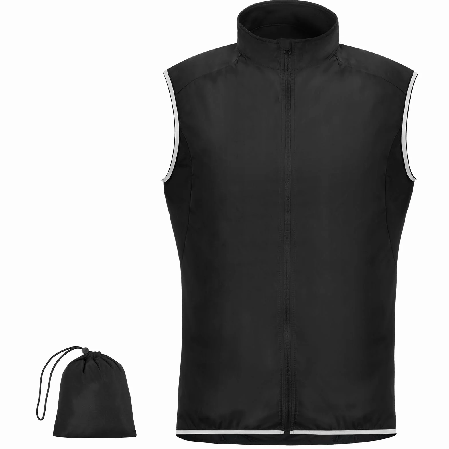 Gilet da Ciclismo, Gilet Antivento Ciclismo Uomo, Gilet da Ciclismo Senza Maniche, Leggero e Traspirante, Con Strisce Riflettenti, Adatto per Ciclismo, Corsa e Sport All'aria Aperta