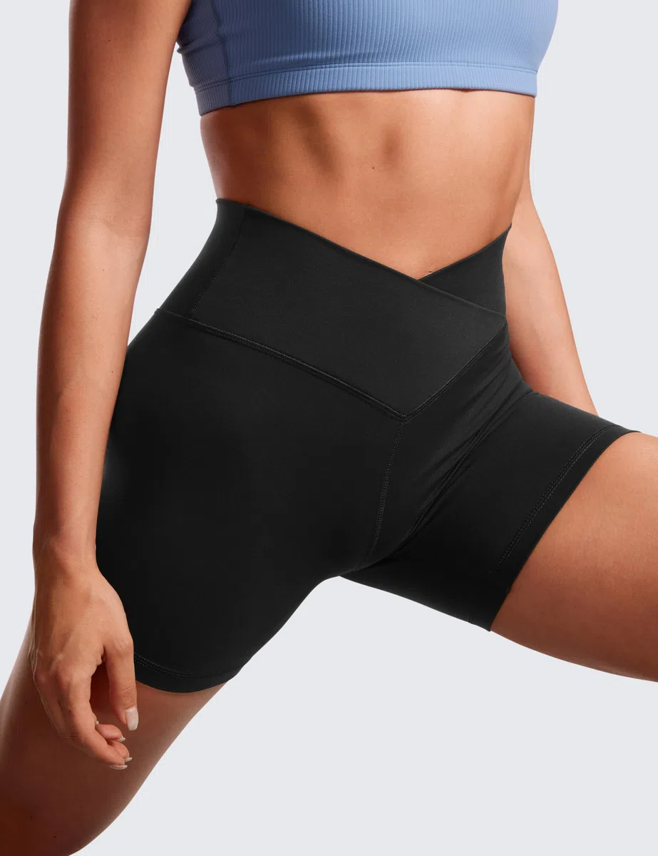 CRZ YOGA Donne Butterluxe Crossover A Vita Alta Yoga Pantaloncini da Motociclista - 13cm